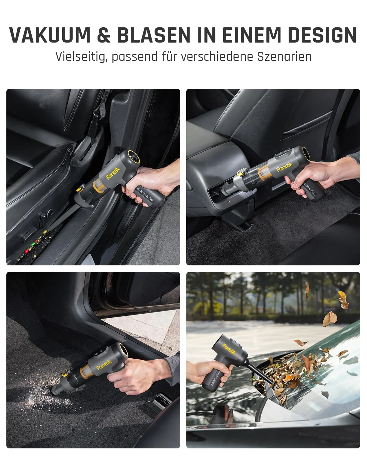Fanttik Slim V9 Mix Auto-Staubsauger, 4-in-1 kabelloser Handstaubsauger, 12000 PA Hochleistungs-Handstaubsauger Tragbarer Staubsauger für den Innenraum von Autos und zu Hause - Image 2