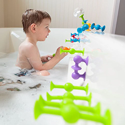 Fat Brain Squigz Starter 22-teiliges Set, Vorschulspielzeug für Kinder, Saugspielzeug-Set, Sortier- und Stapelspielzeug, Vorschul-Badespielzeug, innovatives Spielzeug für Kinder ab 3 Jahren und älter. - Image 2