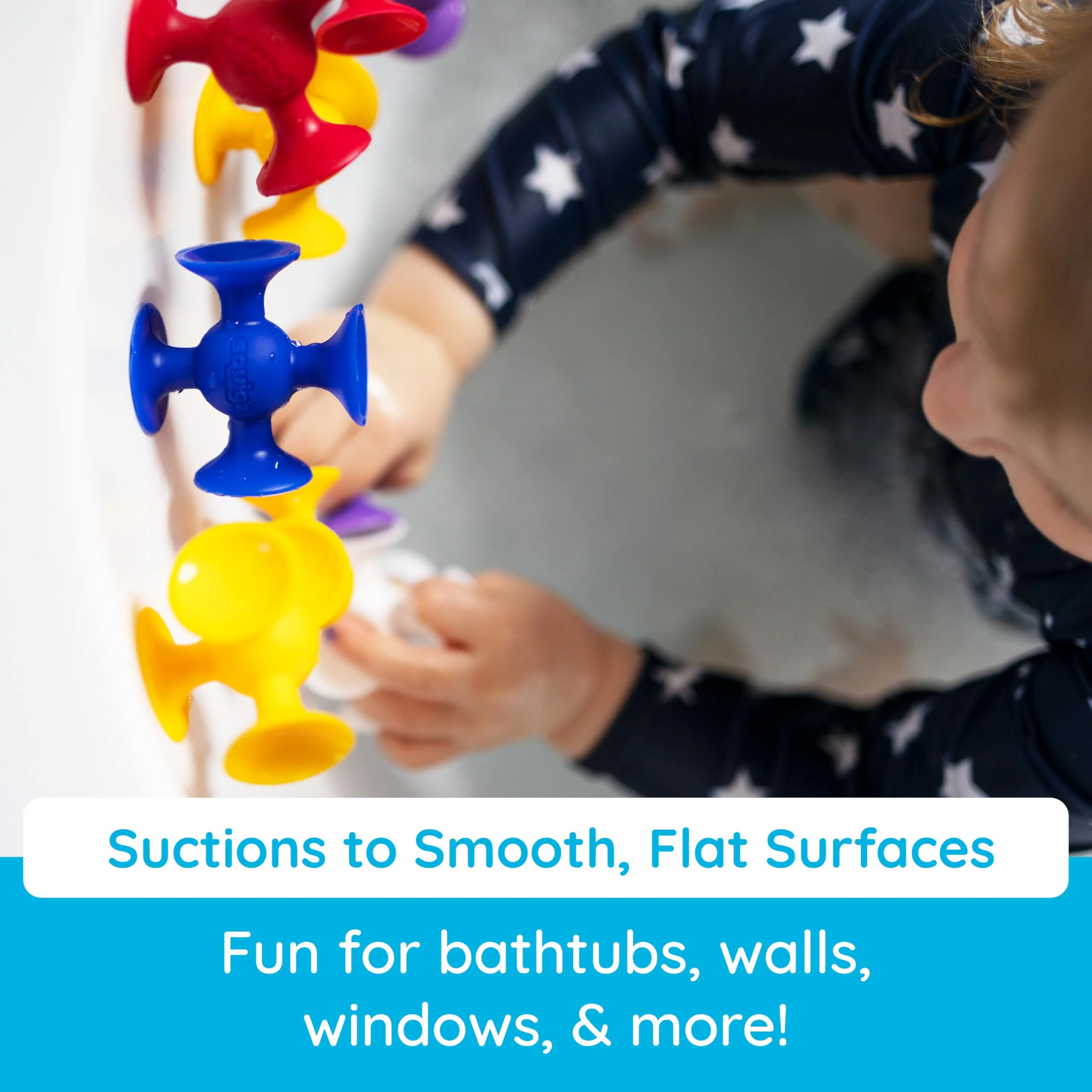 Fat Brain Squigz Starter 22-teiliges Set, Vorschulspielzeug für Kinder, Saugspielzeug-Set, Sortier- und Stapelspielzeug, Vorschul-Badespielzeug, innovatives Spielzeug für Kinder ab 3 Jahren und älter. - Image 6