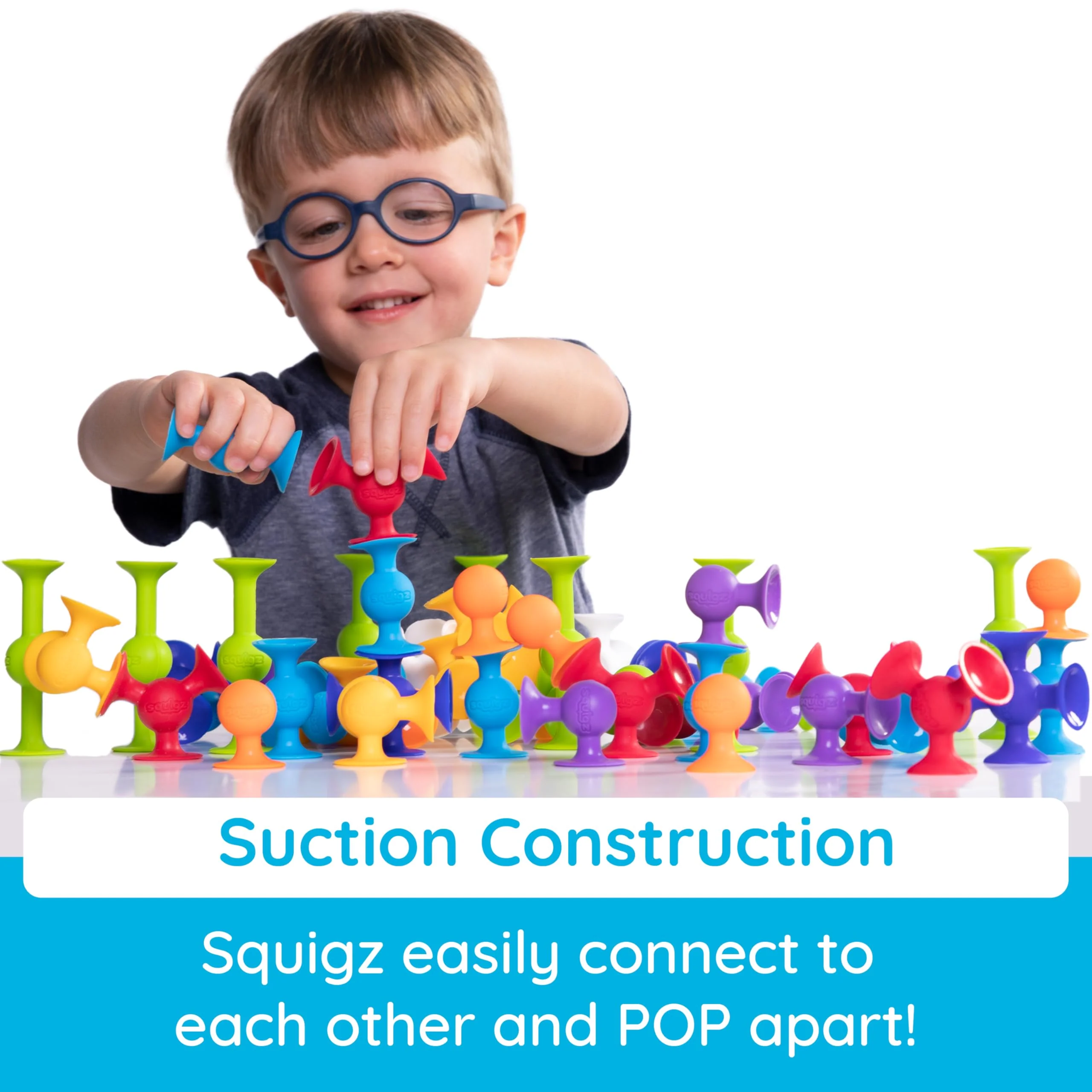 Fat Brain Squigz Starter 22-teiliges Set, Vorschulspielzeug für Kinder, Saugspielzeug-Set, Sortier- und Stapelspielzeug, Vorschul-Badespielzeug, innovatives Spielzeug für Kinder ab 3 Jahren und älter. - Image 8