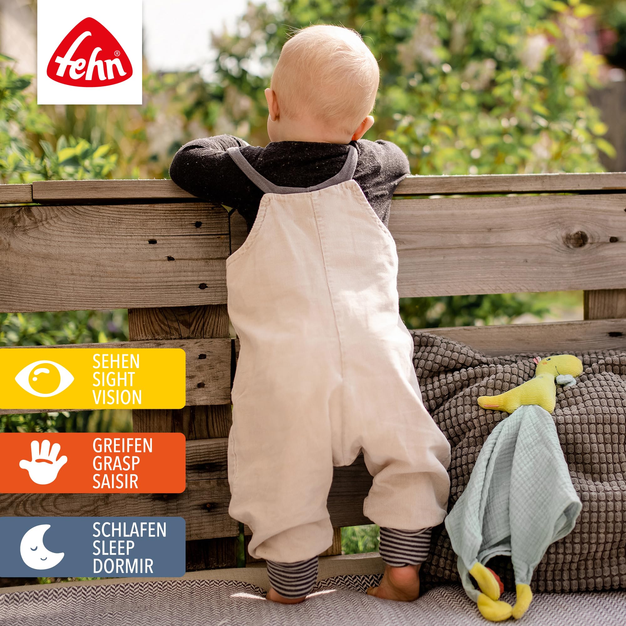 Fehn 051032 Schmusetuch Dino – Spielkamerad, Einschlafhilfe & Stofftier-Schnuffeltuch mit Baumwolle-Musselintuch & Spielfigur zum Knuddeln, Greifen & Liebhaben – für Babys & Kleinkinder ab 0+ Monaten - Image 6