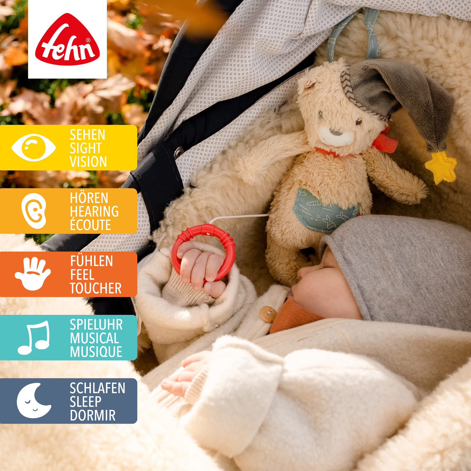 Fehn 060119 Mini-Spieluhr Bär – Aufzieh-Spieluhr mit herausnehmbarem Spielwerk – Melodie Brahms Wiegenlied – Für Babys und Kleinkinder ab 0+ Monaten – Maße: 20 cm - Image 6