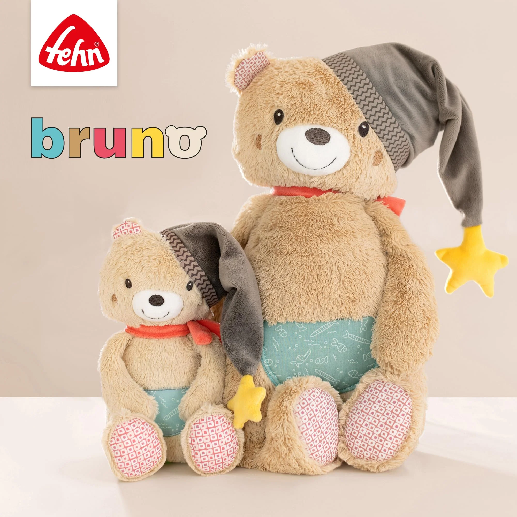 Fehn Kuscheltier Bär Bruno – Weicher Teddybär für Neugeborene als Einschlafhilfe - Stofftier zum Greifen, Fühlen und Knuddeln – Plüschtier Teddy geeignet für Babys und Kleinkinder ab 0+ Monaten - Image 2