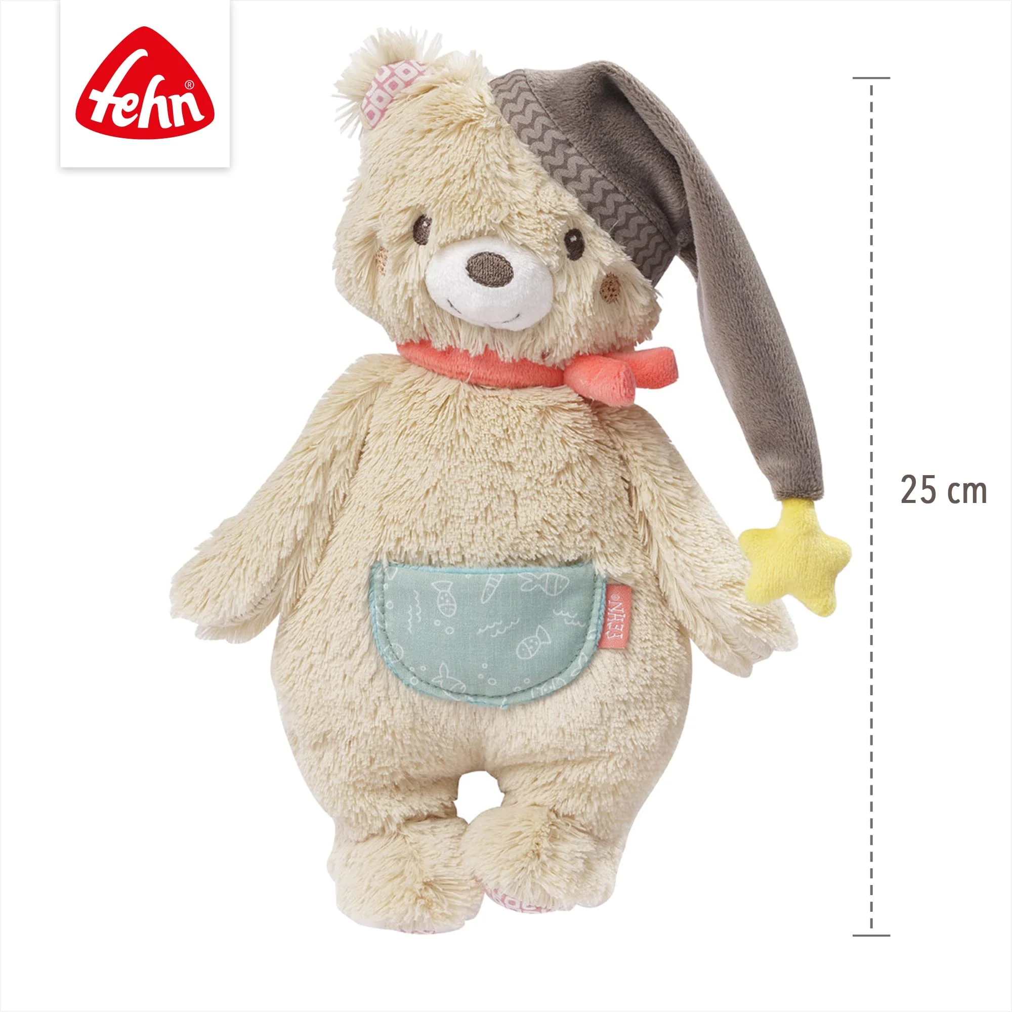 Fehn Kuscheltier Bär Bruno – Weicher Teddybär für Neugeborene als Einschlafhilfe - Stofftier zum Greifen, Fühlen und Knuddeln – Plüschtier Teddy geeignet für Babys und Kleinkinder ab 0+ Monaten - Image 3