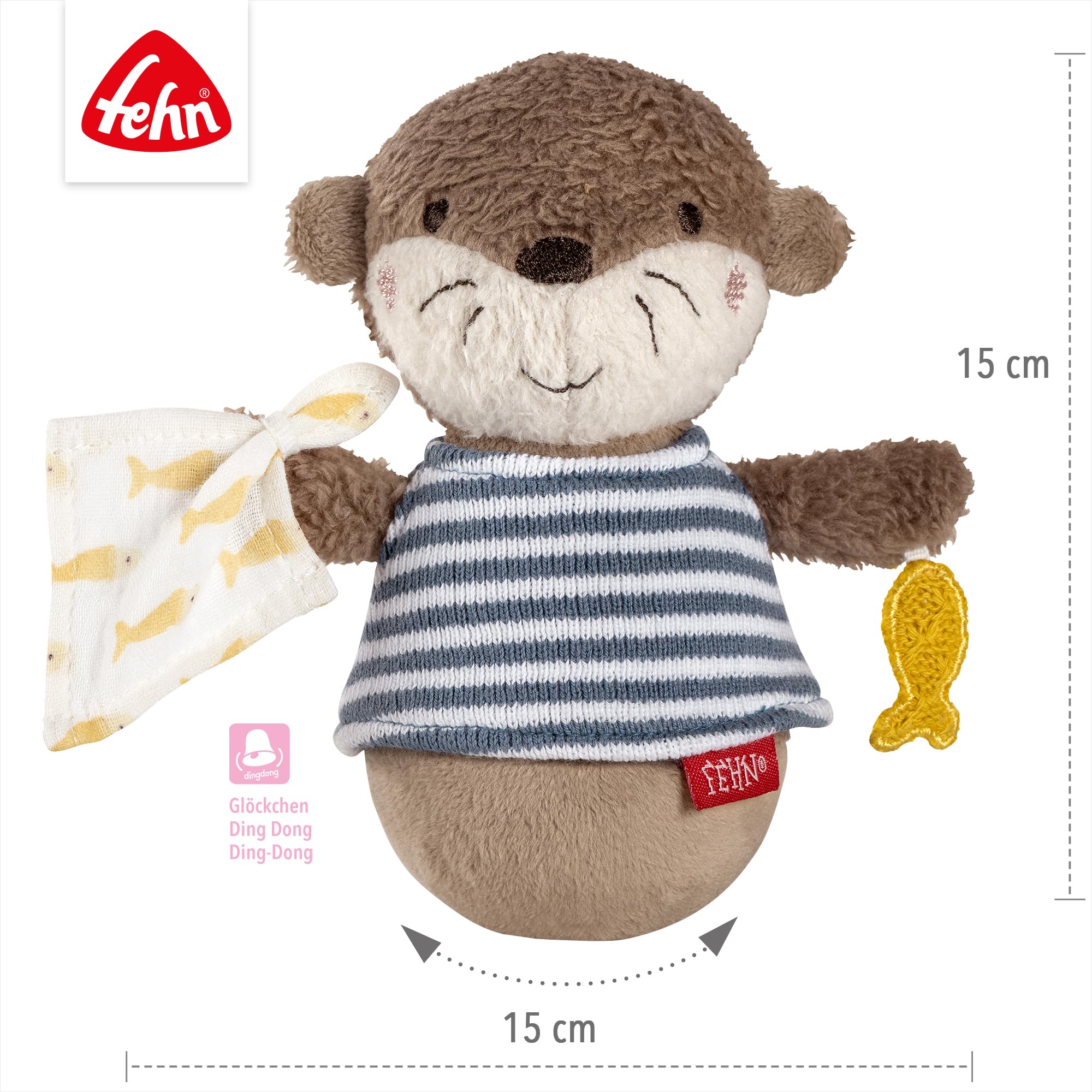 Fehn Mini-Stehauf Otter – Lustiges Motorikspielzeug zum Greifen, Tasten, Fühlen und Stupsen – Für Babys und Kleinkinder ab 0+ Monaten - Image 3