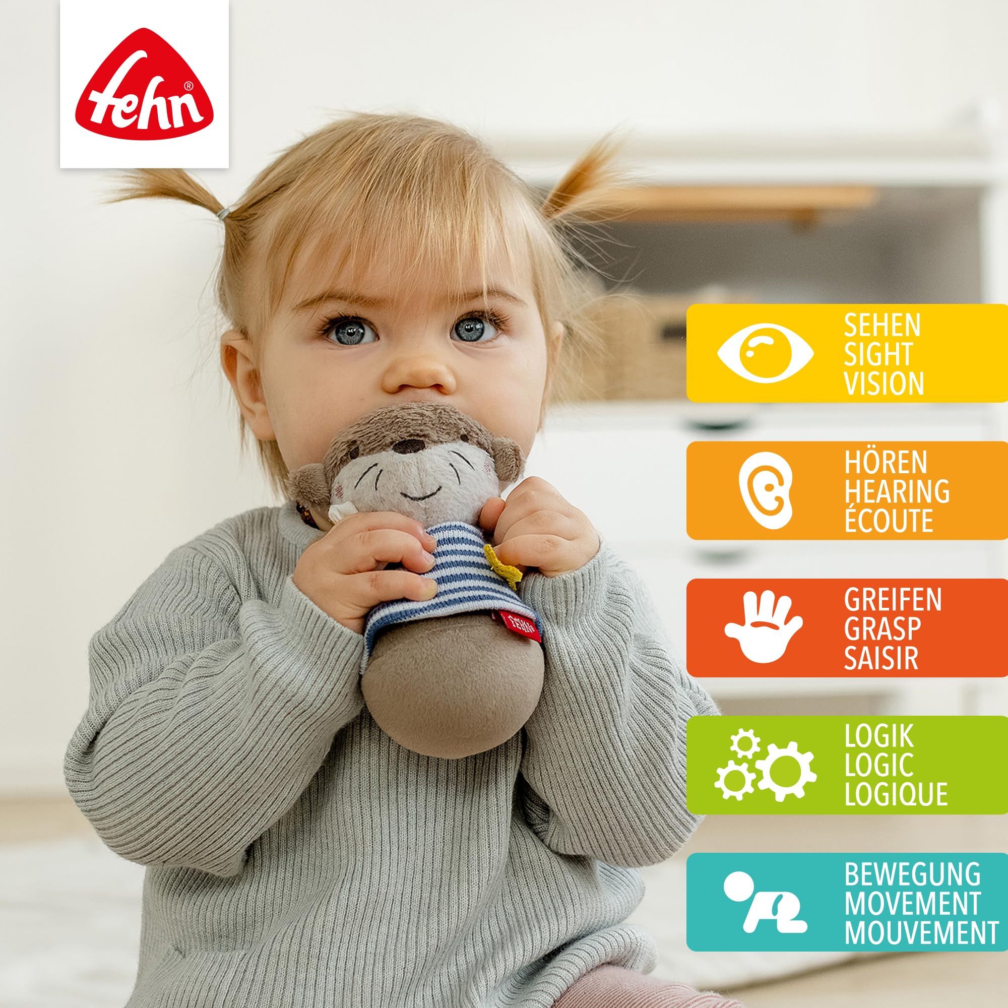 Fehn Mini-Stehauf Otter – Lustiges Motorikspielzeug zum Greifen, Tasten, Fühlen und Stupsen – Für Babys und Kleinkinder ab 0+ Monaten - Image 5