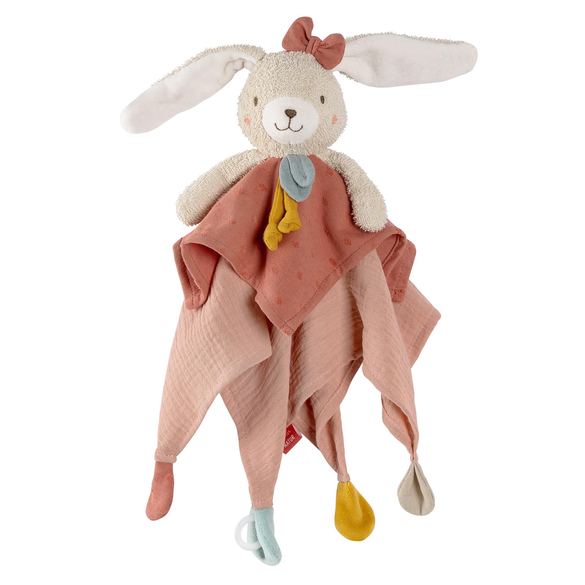 Fehn Schmusetuch Hase fehnNATUR - Spielkamerad & Stofftier-Schnuffeltuch aus Baumwolle aus biologischem Anbau - mit Schnuller-Befestigung - für Babys & Kleinkinder ab 0+ Monaten