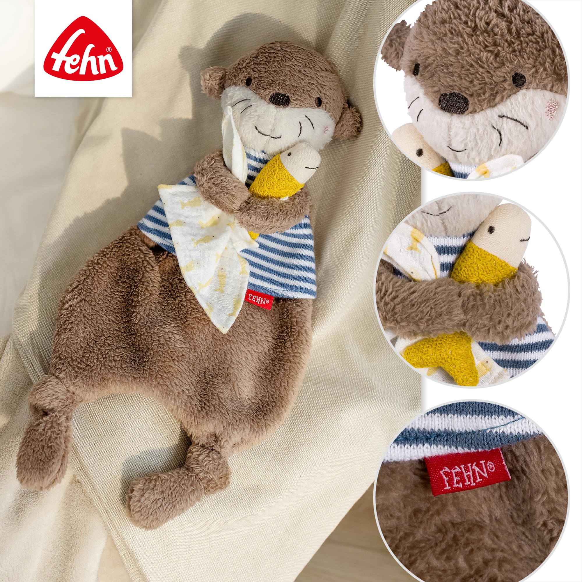 Fehn Schmusetuch Otter – Spielkamerad, Einschlafhilfe & Stofftier-Schnuffeltuch mit Otter-Köpfchen zum Greifen, Fühlen, Knuddeln und Liebhaben für Babys und Kleinkinder ab 0+ Monaten - Image 3