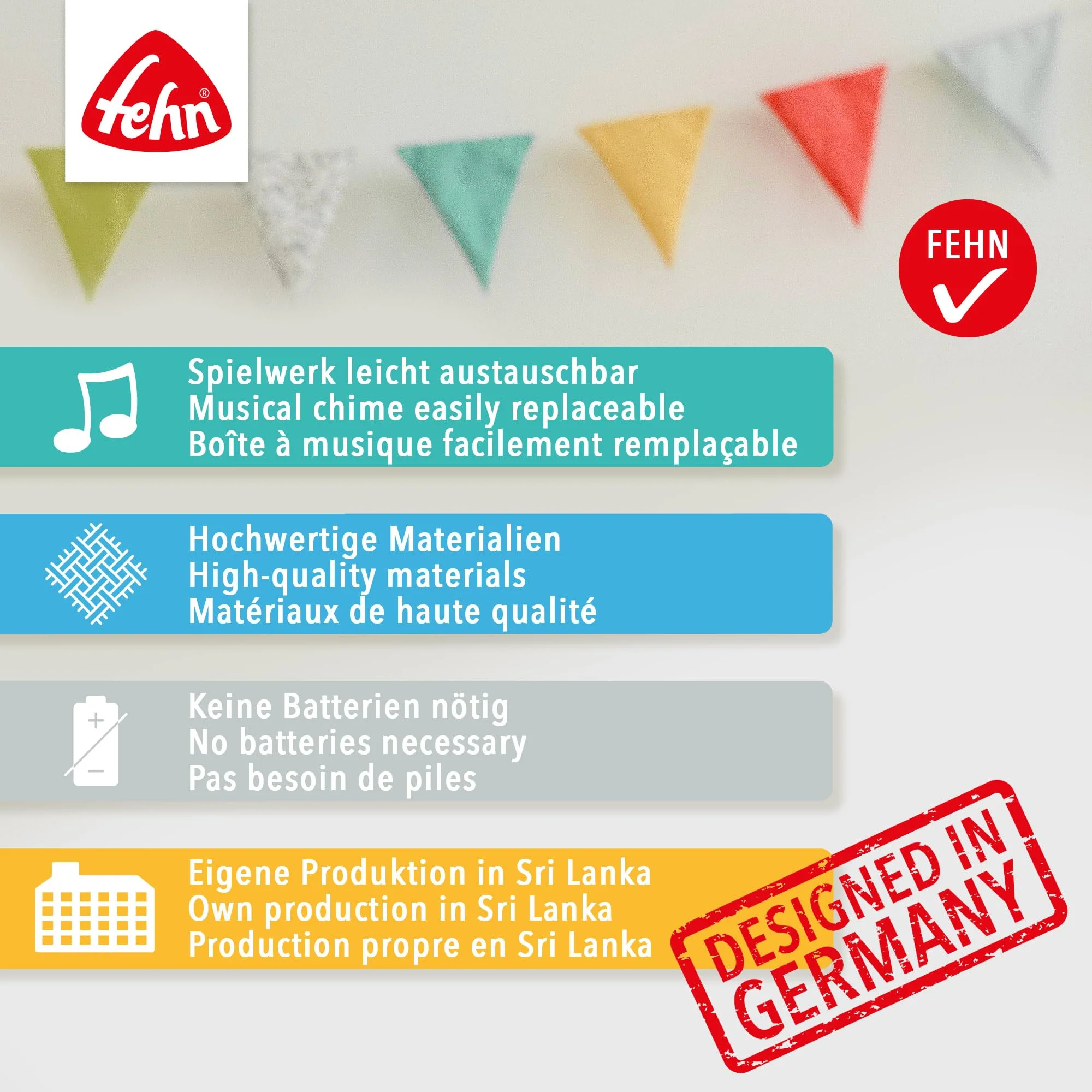 Fehn Spieluhr Baby Einschlafhilfe Schaf - Kuscheltier mit Befestigung - Einschlafhilfe Melodie Brahms Wiegenlied - Babyspielzeug für Unterwegs & Zuhause - Musikspielzeug für Babys & Kinder - Image 2