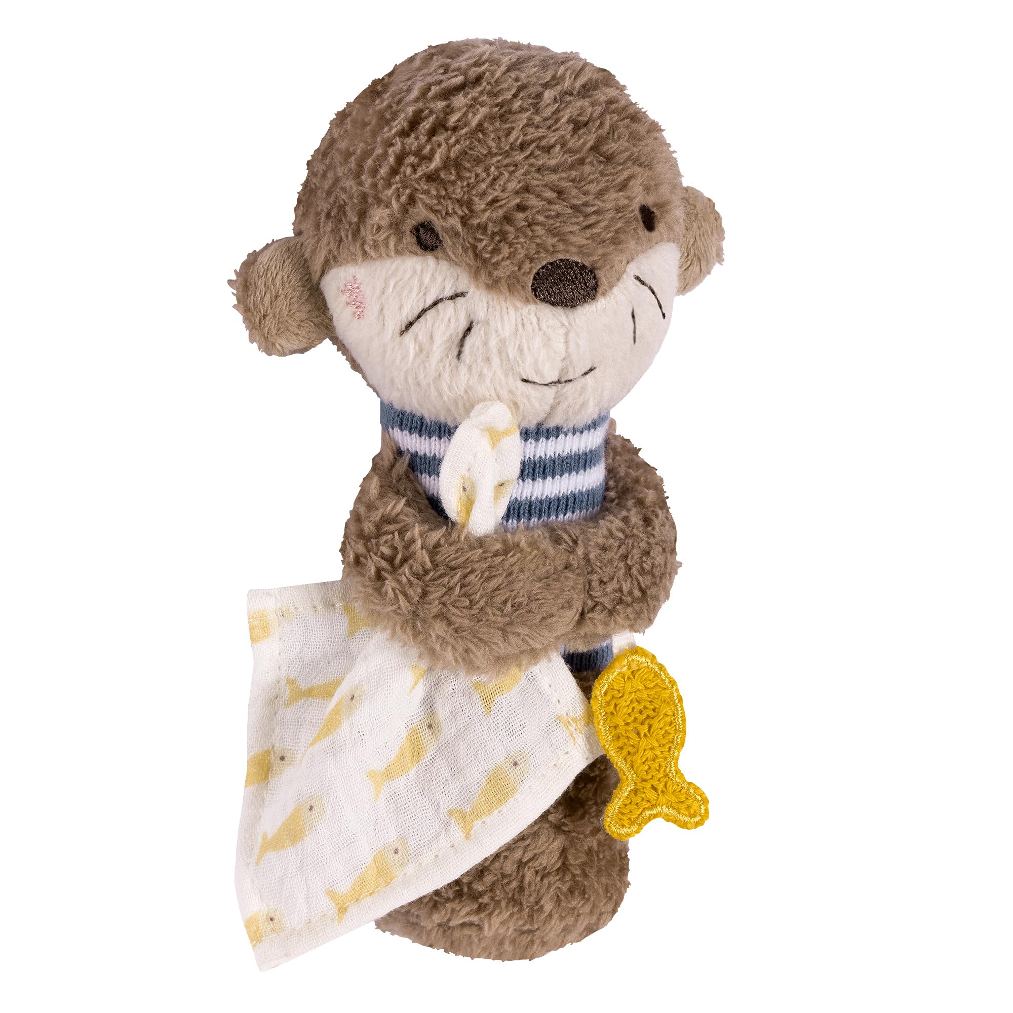 Fehn Stabgreifling Otter – Kuscheltier-Greifling zum Rasseln, Quietschen, Fühlen, Spielen – ein treuer Begleiter für Babys und Kleinkinder ab 0+ Monaten