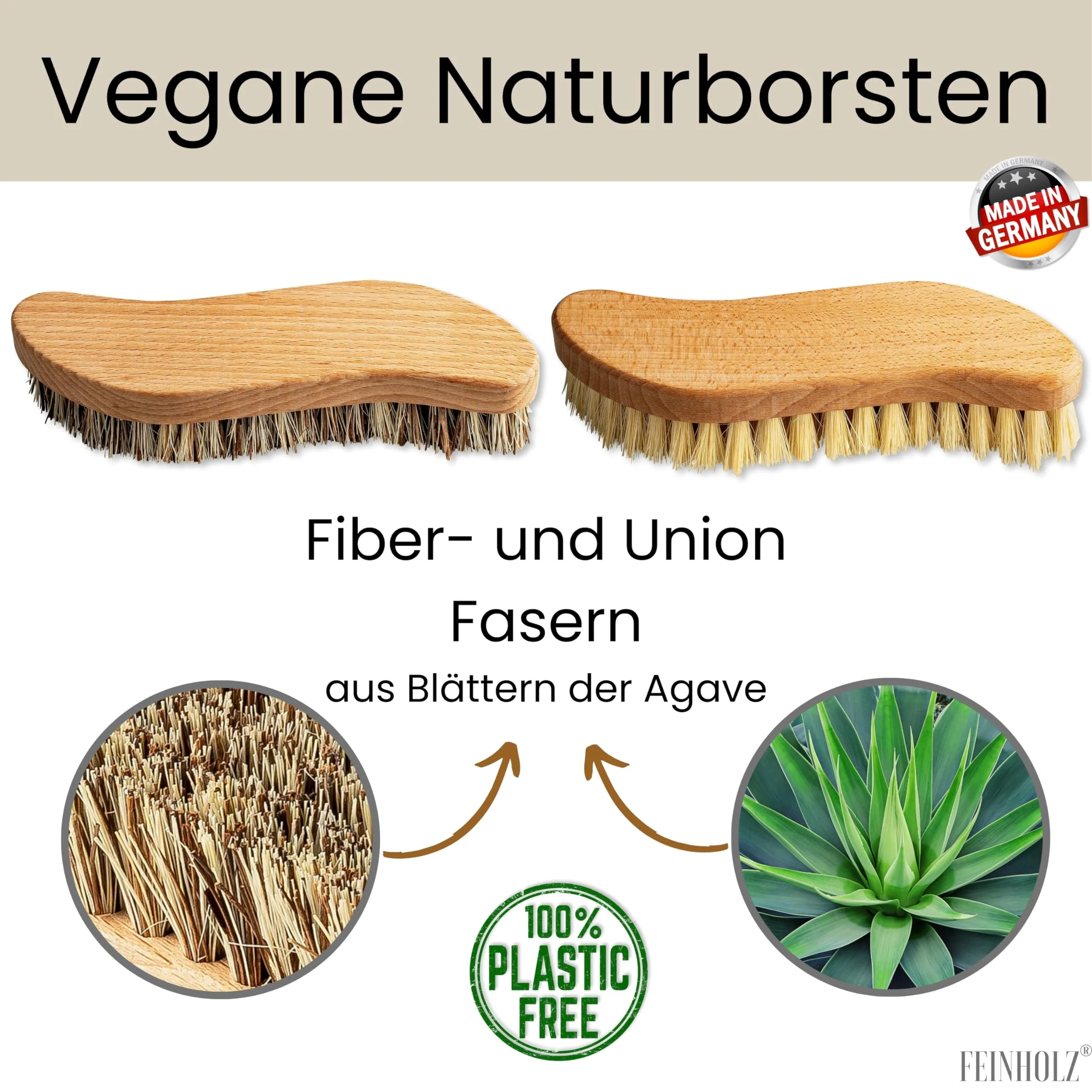 FEINHOLZ® 2er Set Wurzelbürste mit Naturborsten hart & weich, plastikfrei Made in Germany, Reinigungsbürste, Scheuerbürste, Teppichbürste, Putzbürste, Schrubber, Bürste Reinigung, Cleaning Brush - Image 2