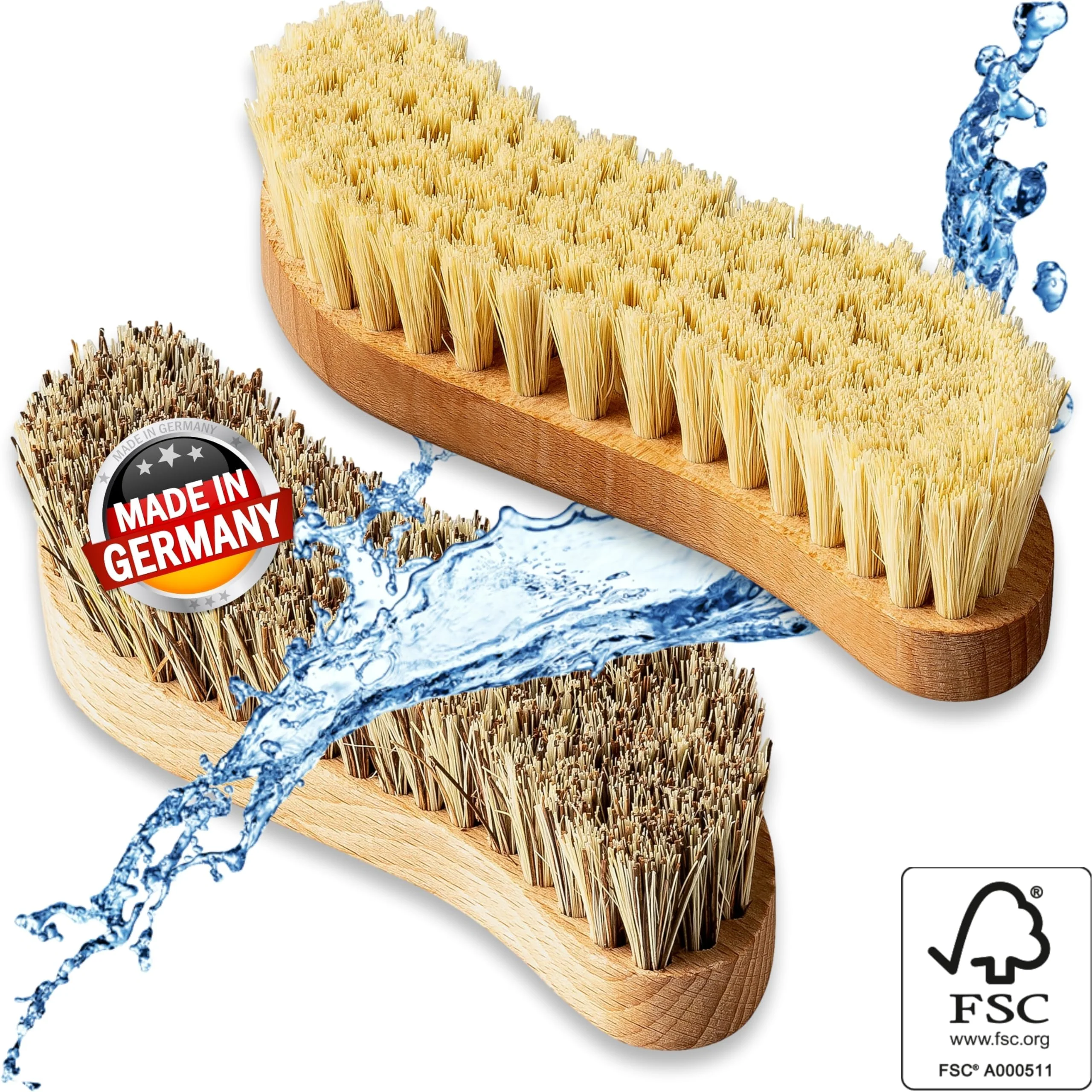 FEINHOLZ® 2er Set Wurzelbürste mit Naturborsten hart & weich, plastikfrei Made in Germany, Reinigungsbürste, Scheuerbürste, Teppichbürste, Putzbürste, Schrubber, Bürste Reinigung, Cleaning Brush - Image 7