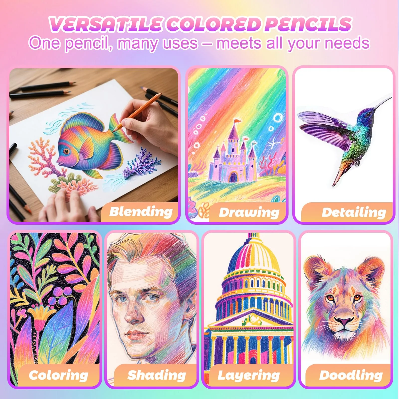 FeinKulturia Regenbogenstifte 12 Mehrfarbiger Buntstift Jumbo, Einschulung Mädchen, Stifte Kinder Erwachsene Geschenk für Zeichnen Künstlerbedarf Bastelset Mitgebsel Kindergeburtstag Schultüte Füllung - Image 3