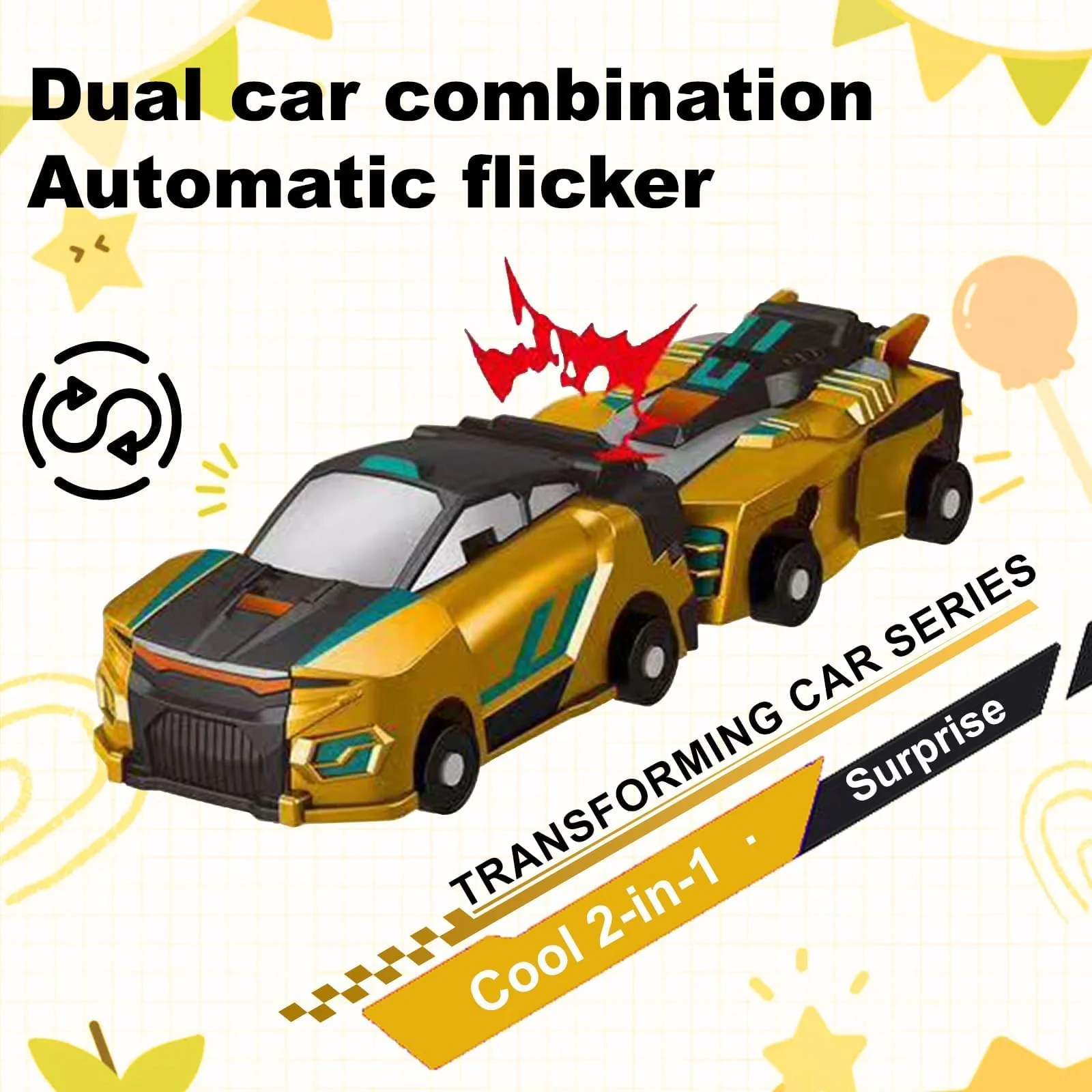 Felly Transformierendes Auto, 2 Stück Kollision Deformation Kombinierter Car, Einhorn Transformers Roboter Spielzeug für Kinder ab 2 3 4 5 6 7 8 9 10 Jahre Jungen Mädchen - Image 3