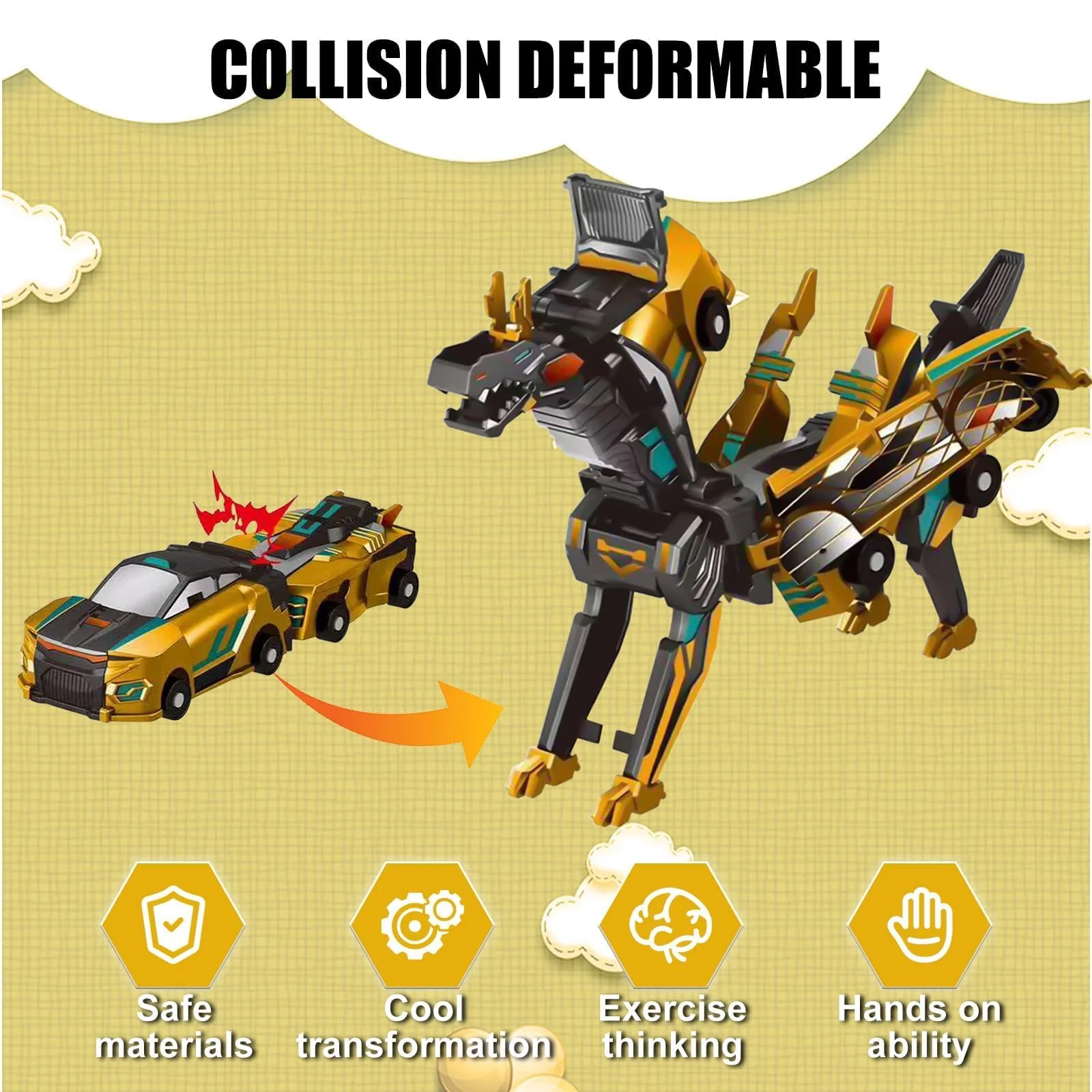 Felly Transformierendes Auto, 2 Stück Kollision Deformation Kombinierter Car, Einhorn Transformers Roboter Spielzeug für Kinder ab 2 3 4 5 6 7 8 9 10 Jahre Jungen Mädchen - Image 5
