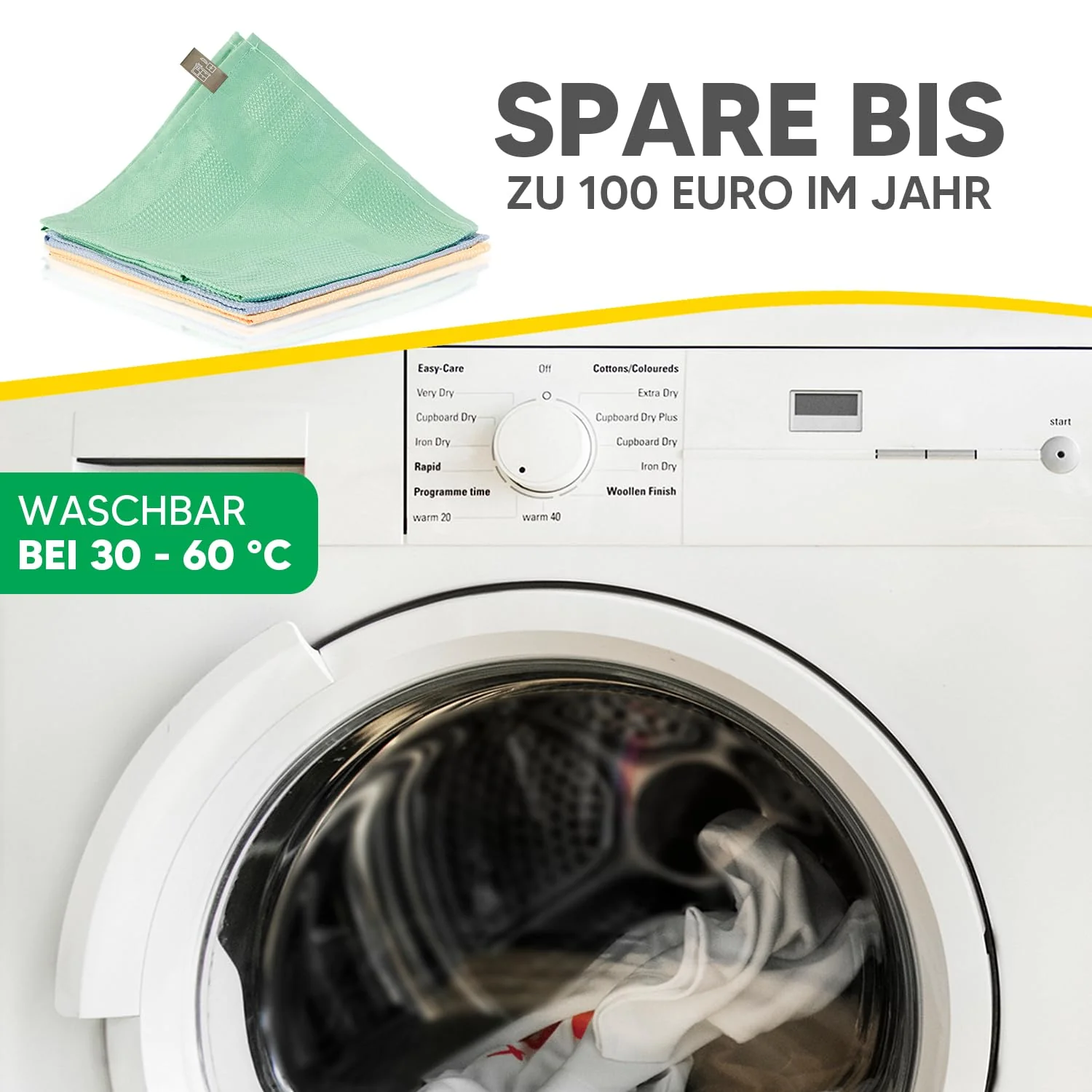 fenchi's AUSTRIA PureClean Mikrofasertücher 60x40 – Fenstertuch Streifenfrei, Putzlappen Küche - Reinigungstücher und Putztücher ohne Putzmittel (Yellow/Blue/Mint 3er Set) - Image 7