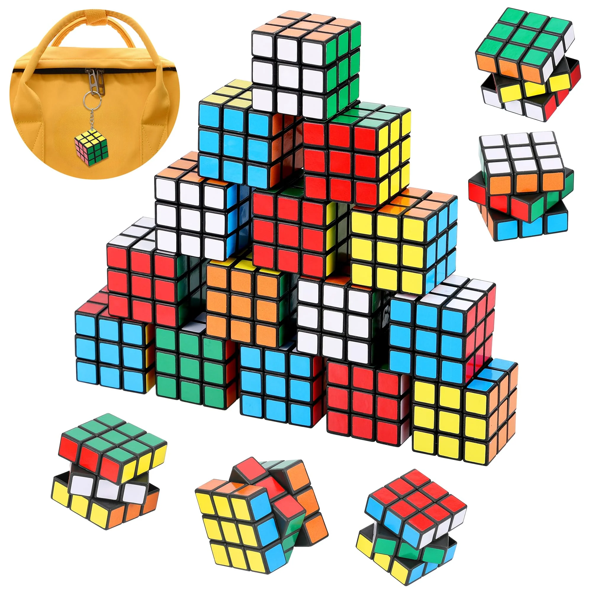 Fentar 20stk Mini Zauberwürfel Schlüsselanhänger Kinder, Speed Cube 3x3 Mitgebsel Kindergeburtstag, Kindergeburtstag Gastgeschenk, Kleine Geschenke für Kinder Tombola Preise Party Mitgebsel - Image 2