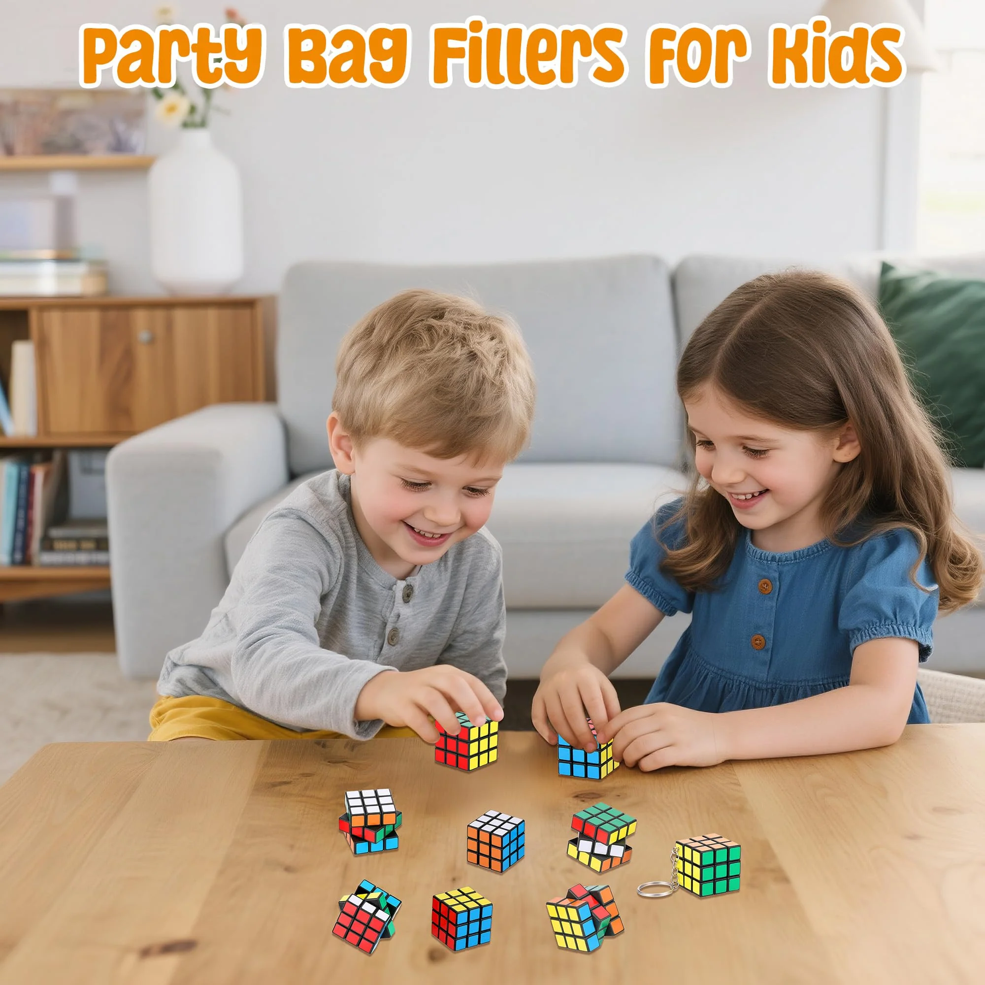 Fentar 20stk Mini Zauberwürfel Schlüsselanhänger Kinder, Speed Cube 3x3 Mitgebsel Kindergeburtstag, Kindergeburtstag Gastgeschenk, Kleine Geschenke für Kinder Tombola Preise Party Mitgebsel - Image 3