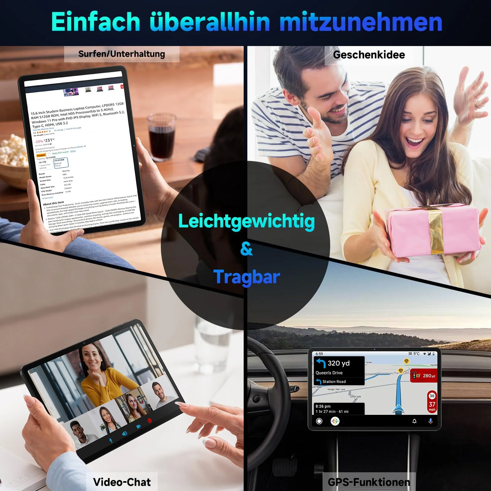 FEONAL Android 15 Tablet 12 Zoll 2K Display Helio G99 Gaming Tablet mit Tastatur/Stift/Maus, Gemini AI, 16(8+8) GB RAM+256GB ROM (2TB TF), 5G WiFi Tablets-PC, 21MP/9000mAh/Widevine L1/GPS/BT5 - Grau - Image 3