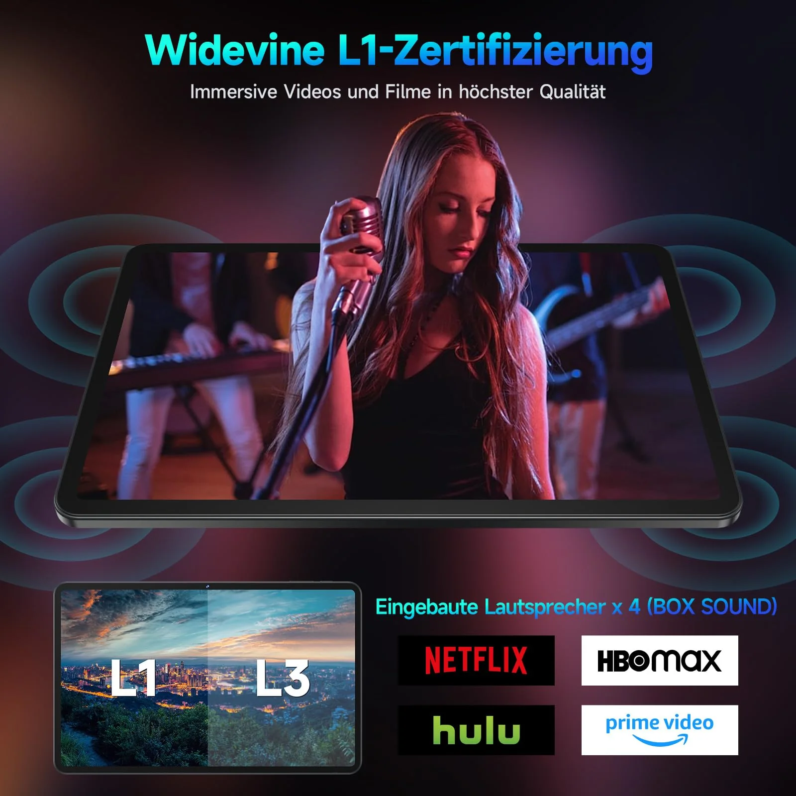 FEONAL Android 15 Tablet 12 Zoll 2K Display Helio G99 Gaming Tablet mit Tastatur/Stift/Maus, Gemini AI, 16(8+8) GB RAM+256GB ROM (2TB TF), 5G WiFi Tablets-PC, 21MP/9000mAh/Widevine L1/GPS/BT5 - Grau - Image 5