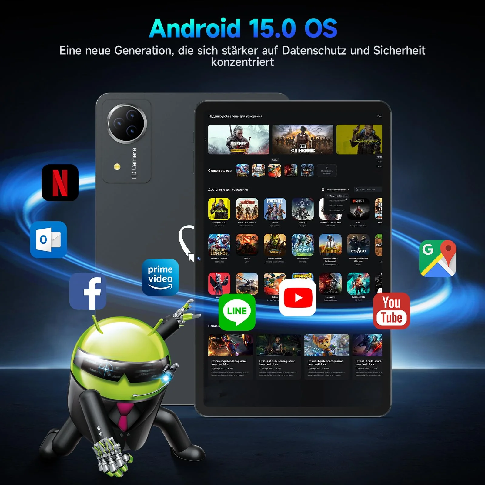 FEONAL Android 15 Tablet 12 Zoll 2K Display Helio G99 Gaming Tablet mit Tastatur/Stift/Maus, Gemini AI, 16(8+8) GB RAM+256GB ROM (2TB TF), 5G WiFi Tablets-PC, 21MP/9000mAh/Widevine L1/GPS/BT5 - Grau - Image 7