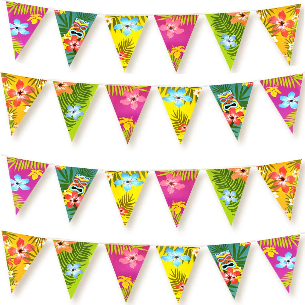 FEPITO 4 Pack Hawaiisch Ammer Banner Luau Party Tropische Party Ammer Insgesamt 12 Meter