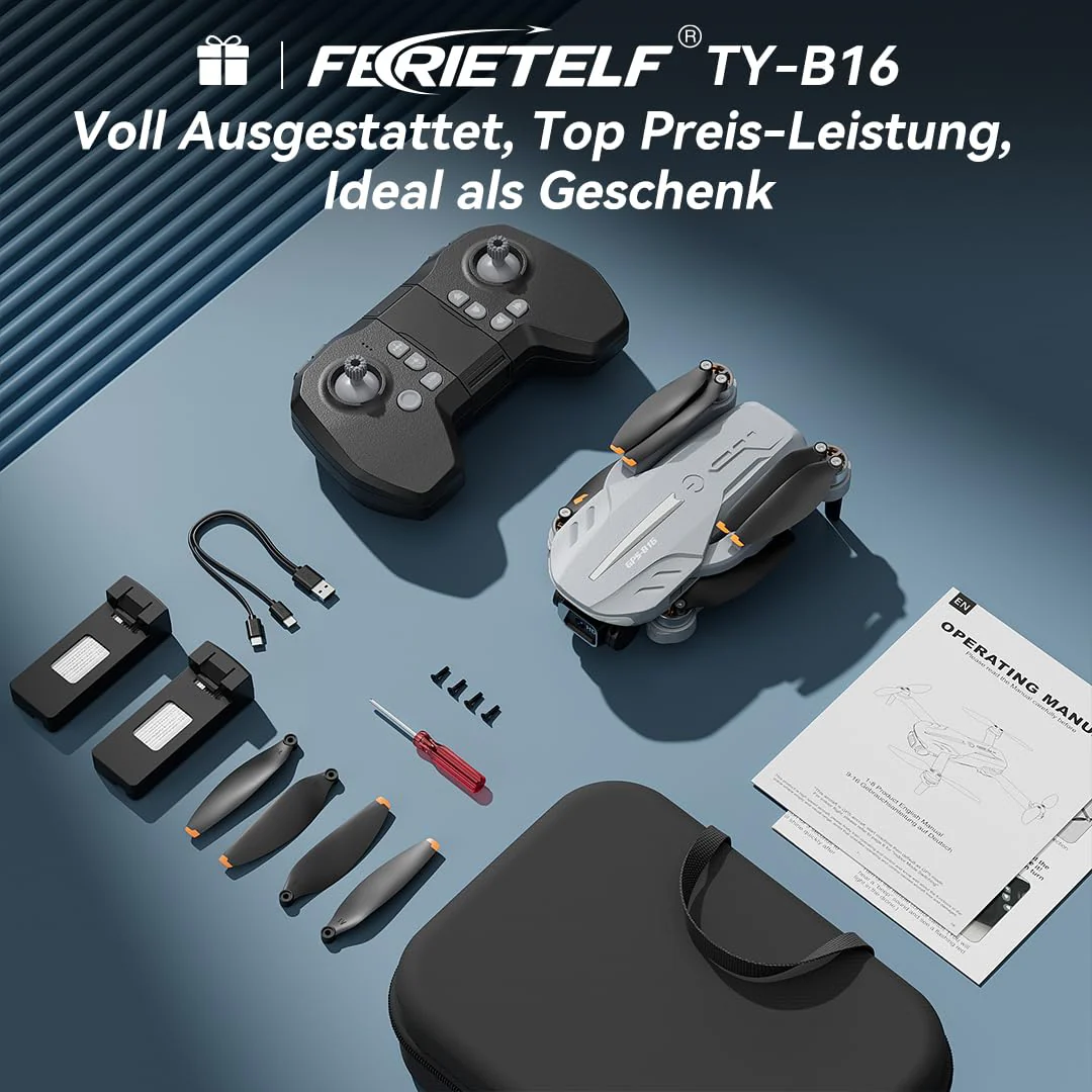 FERIETELF B16 GPS Drohne mit Kamera 4K für Erwachsene, Bürstenloser Motor, 5G FPV RC- Quadrocopter mit Auto Rückkehr & Auto Folgen, 50 min Flugzeit, C0 Faltbar Drohne für Anfänger, unter 249g - Image 2