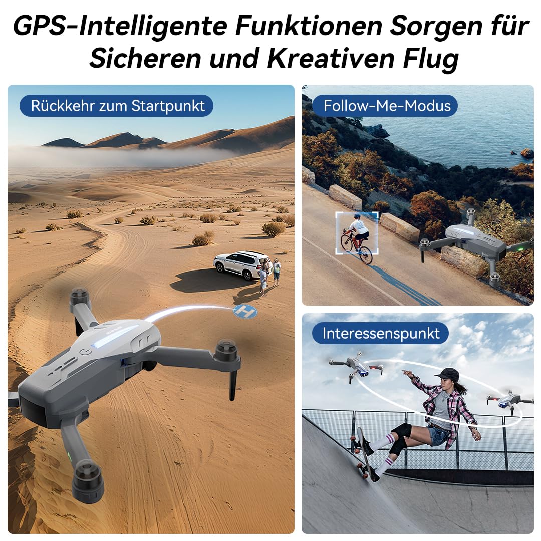 FERIETELF B16 GPS Drohne mit Kamera 4K für Erwachsene, Bürstenloser Motor, 5G FPV RC- Quadrocopter mit Auto Rückkehr & Auto Folgen, 50 min Flugzeit, C0 Faltbar Drohne für Anfänger, unter 249g - Image 3