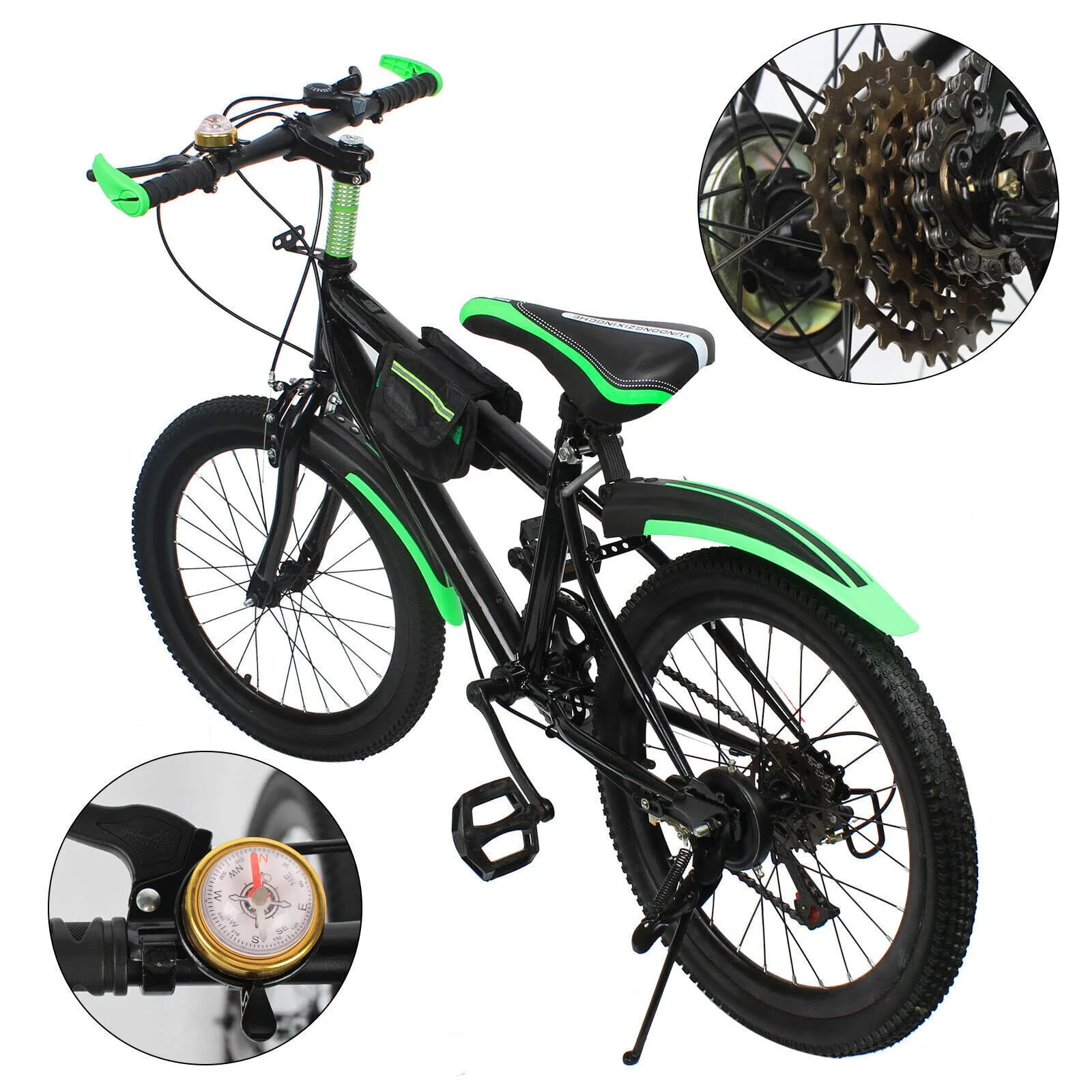 Fermoirper Mountainbike 20 Zoll Kinderfahrrad Fahrrad mit Kotflügeln 6 Gang - Mountainbike Federrad aus Kohlenstoffstahl für 125 cm bis 155 cm Jungen Mädchen (Grün) - Image 7