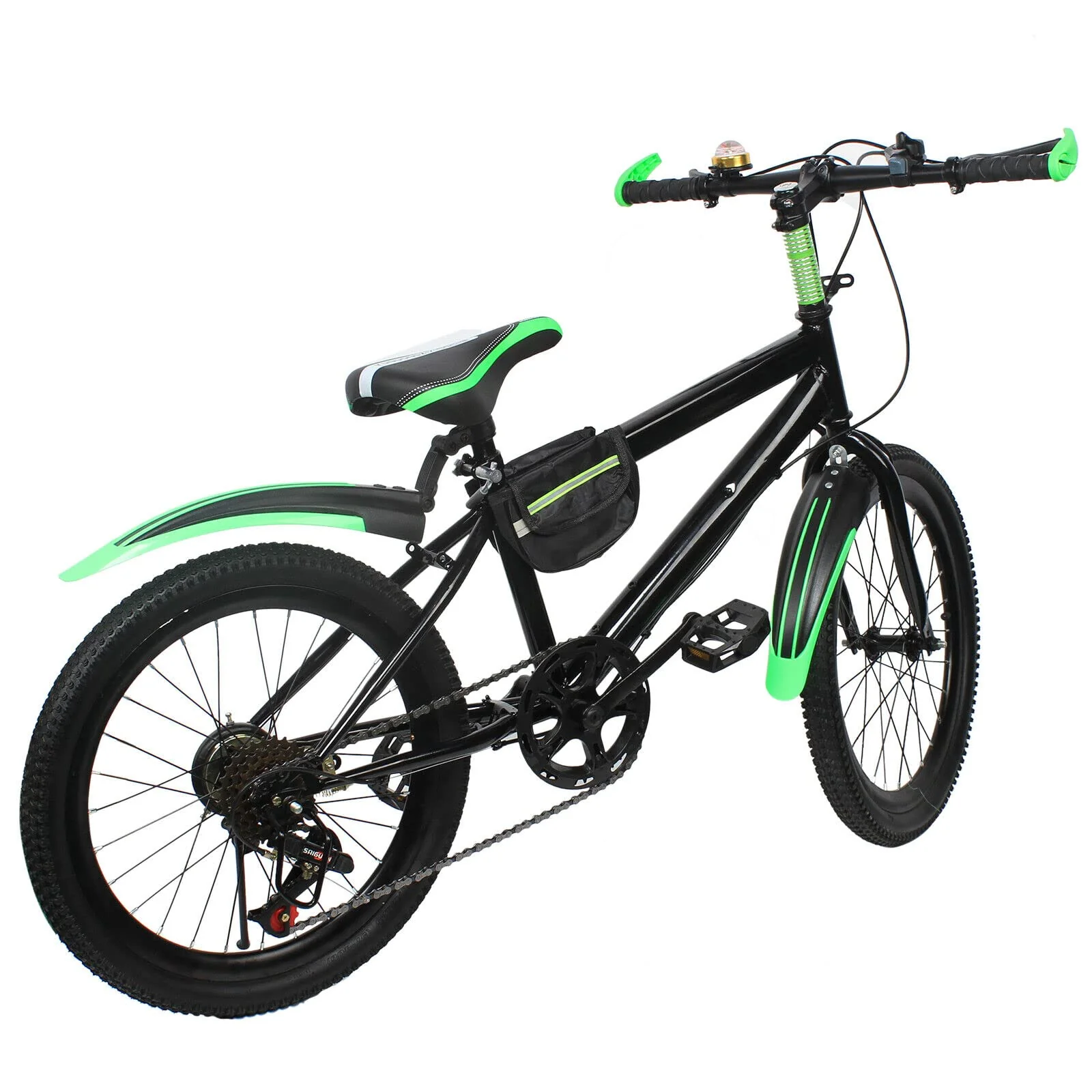 Fermoirper Mountainbike 20 Zoll Kinderfahrrad Fahrrad mit Kotflügeln 6 Gang - Mountainbike Federrad aus Kohlenstoffstahl für 125 cm bis 155 cm Jungen Mädchen (Grün) - Image 8