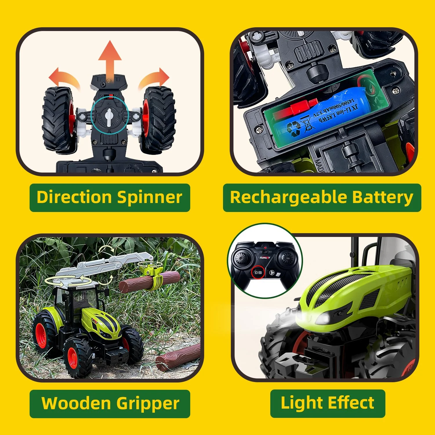 Ferngesteuerter Traktor Ferngesteuert, Traktor Spielzeug ab 3 Jahre, ferngesteuerter traktor ab 3 4 5 Jahre, ferngesteuertes auto ab 3 jahre mit Holzgreifer und 3 Baumstämme - Image 4