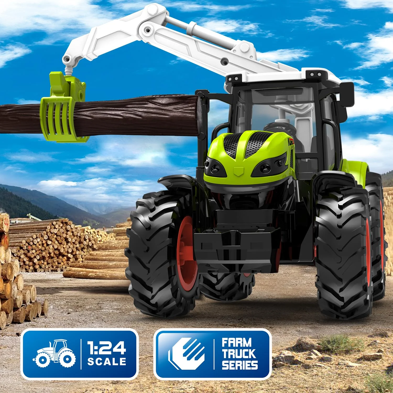 Ferngesteuerter Traktor Ferngesteuert, Traktor Spielzeug ab 3 Jahre, ferngesteuerter traktor ab 3 4 5 Jahre, ferngesteuertes auto ab 3 jahre mit Holzgreifer und 3 Baumstämme - Image 6
