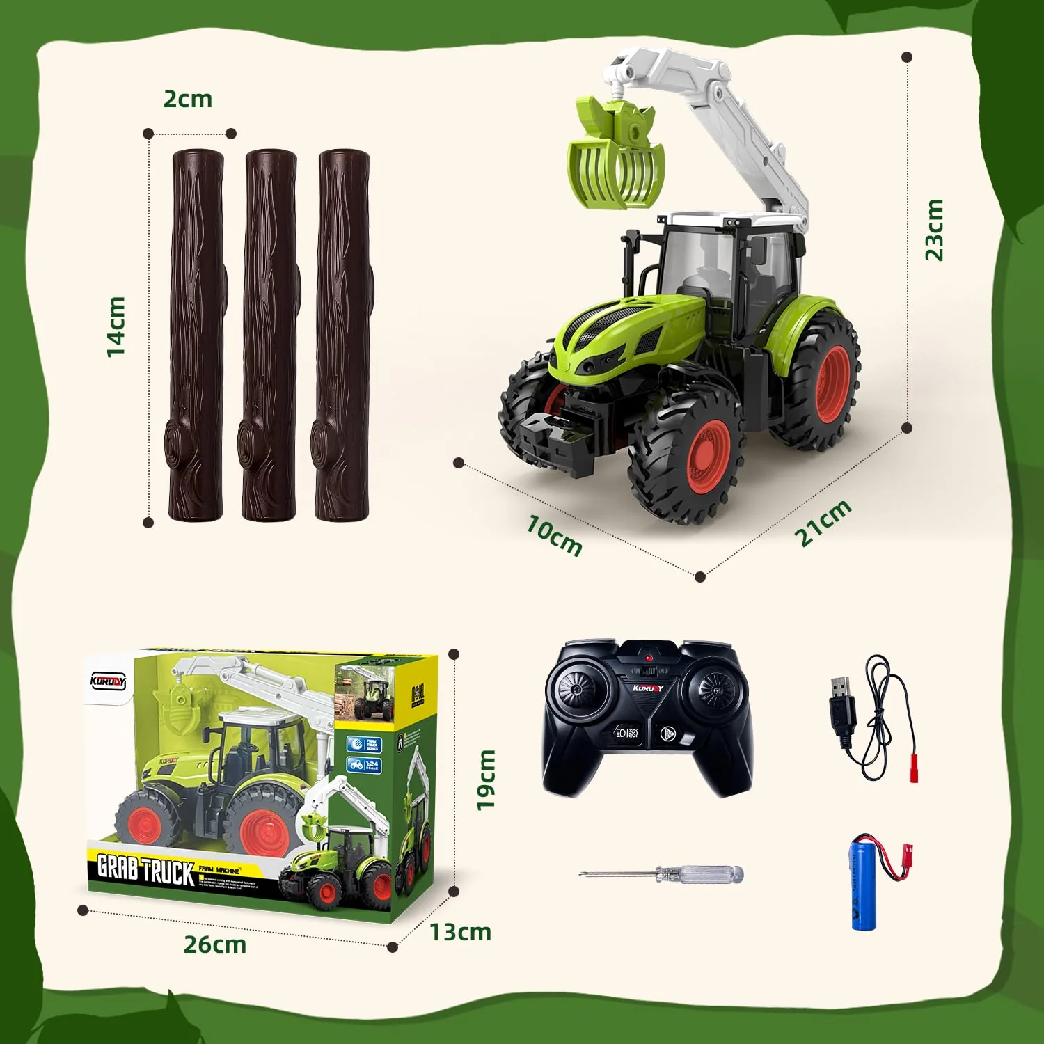 Ferngesteuerter Traktor Ferngesteuert, Traktor Spielzeug ab 3 Jahre, ferngesteuerter traktor ab 3 4 5 Jahre, ferngesteuertes auto ab 3 jahre mit Holzgreifer und 3 Baumstämme - Image 8