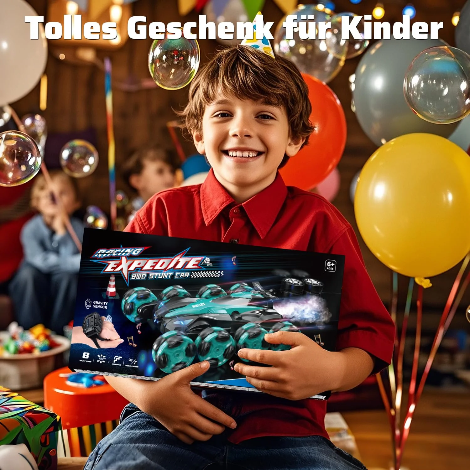 Ferngesteuertes Auto, 1:16 Auto mit Fernbedienung ab 5 6 8 Jahre, 2,4 GHz Stunt Auto Ferngesteuert mit Handsteuerung ab 6 Jahre, 8 Räder, Sprühnebel-LED-Musik, Spielzeug ab 4 5 6 7 8 9 Jahre Junge - Image 2