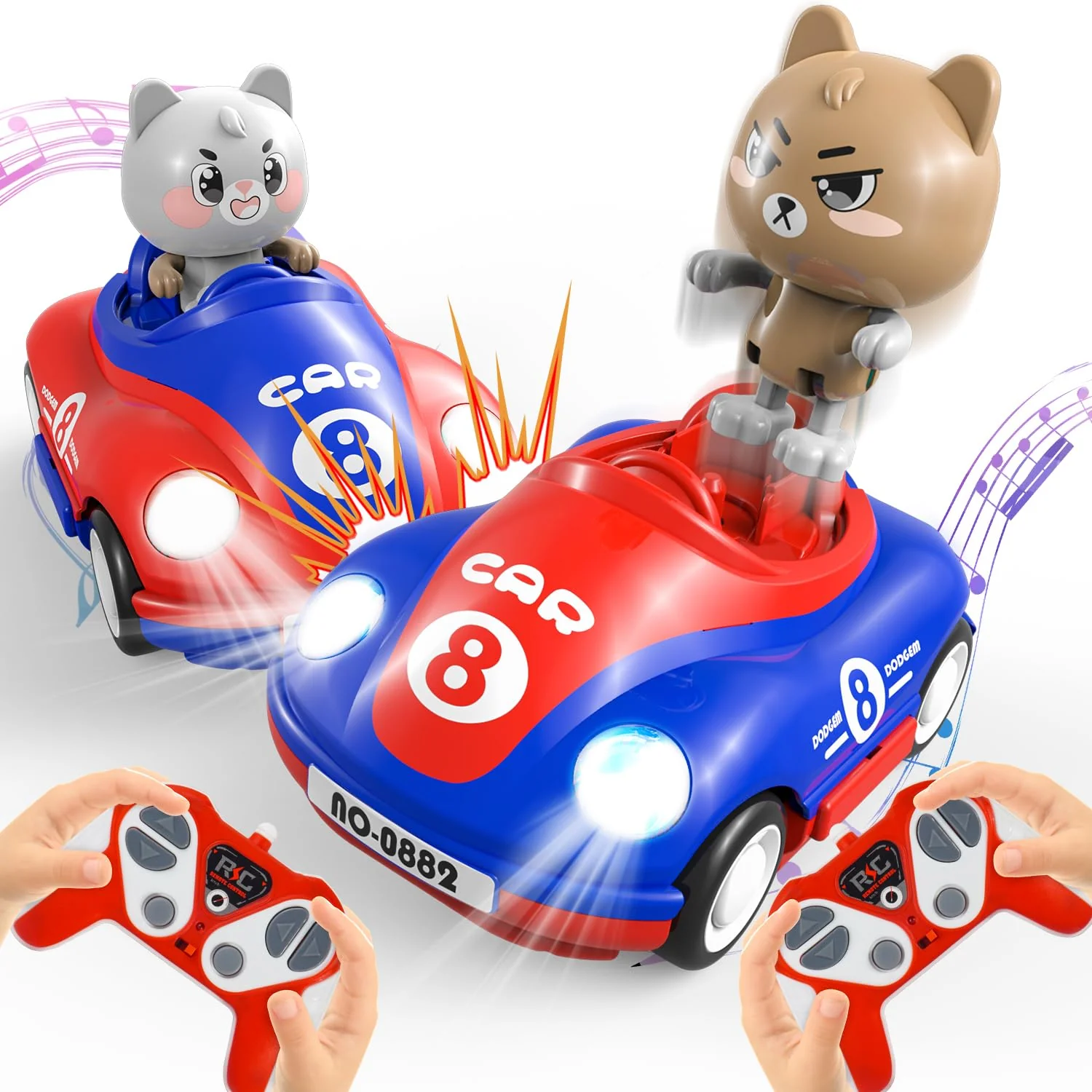 Ferngesteuertes Auto ab 2 Jahre, 2PCS RC Bumper Cars mit Musik und Licht, 2.4GHz Autoscooter Ferngesteuert Kinder mit 2 Akku 50 Minuten, Auto Spielzeug ab 2 Jahre, Geschenke 2 3 4 Jahre Junge Mädchen - Image 2