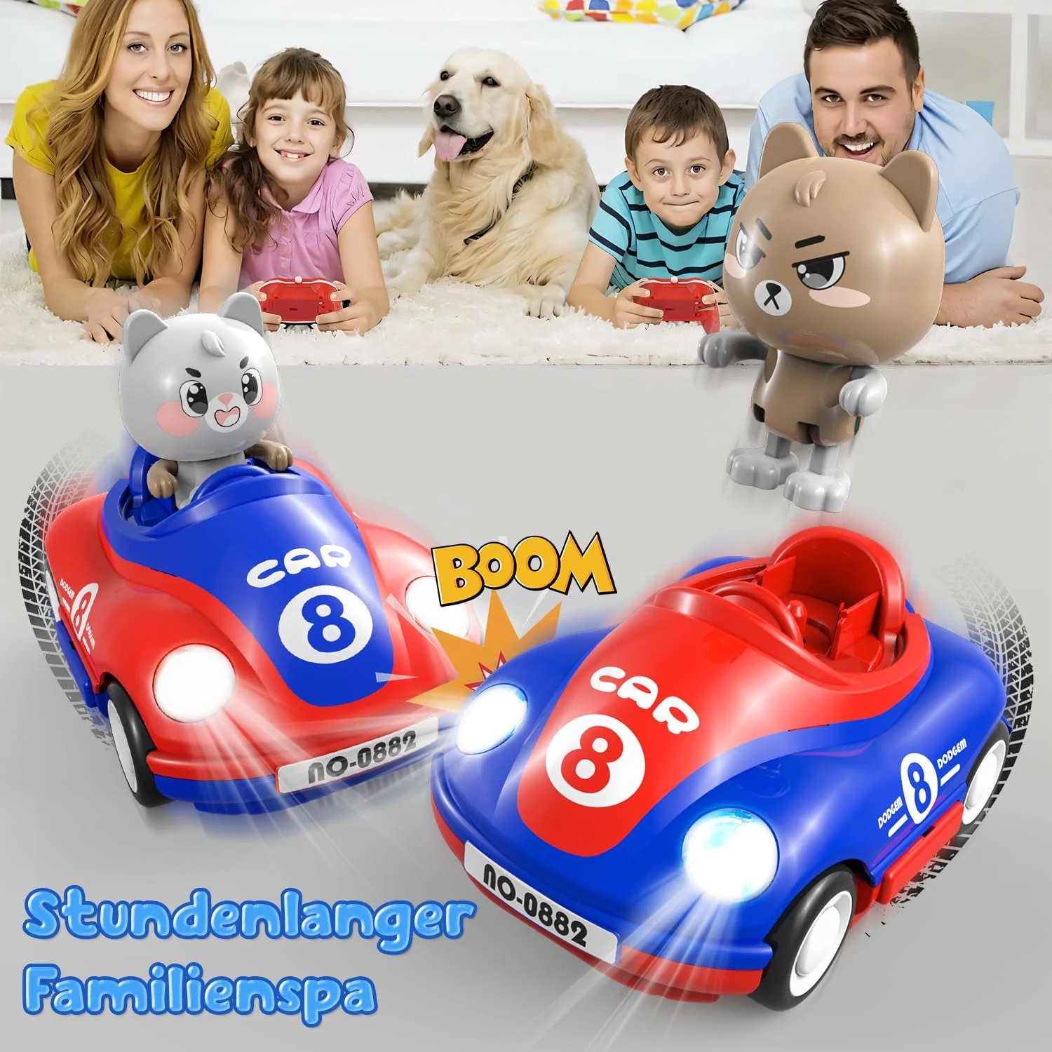 Ferngesteuertes Auto ab 2 Jahre, 2PCS RC Bumper Cars mit Musik und Licht, 2.4GHz Autoscooter Ferngesteuert Kinder mit 2 Akku 50 Minuten, Auto Spielzeug ab 2 Jahre, Geschenke 2 3 4 Jahre Junge Mädchen - Image 5