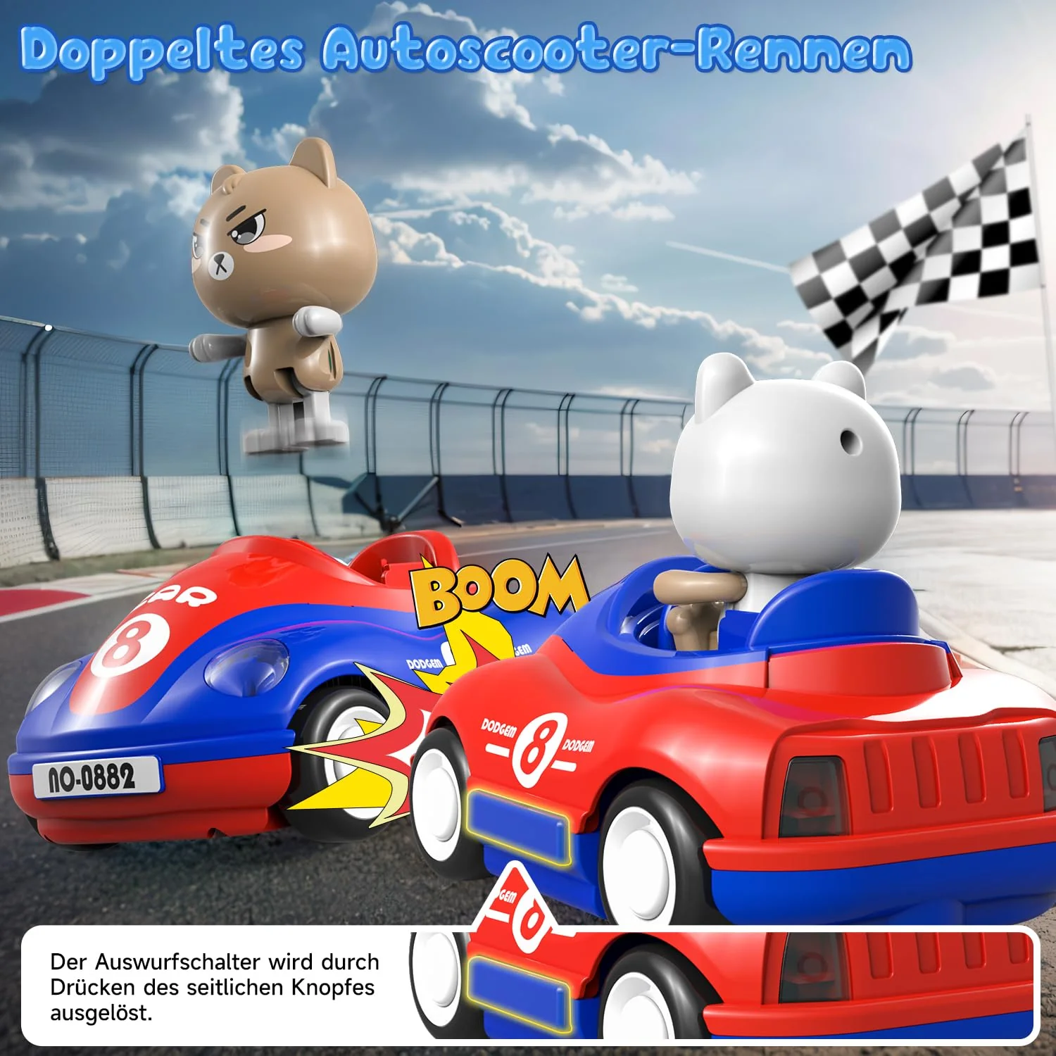 Ferngesteuertes Auto ab 2 Jahre, 2PCS RC Bumper Cars mit Musik und Licht, 2.4GHz Autoscooter Ferngesteuert Kinder mit 2 Akku 50 Minuten, Auto Spielzeug ab 2 Jahre, Geschenke 2 3 4 Jahre Junge Mädchen - Image 6