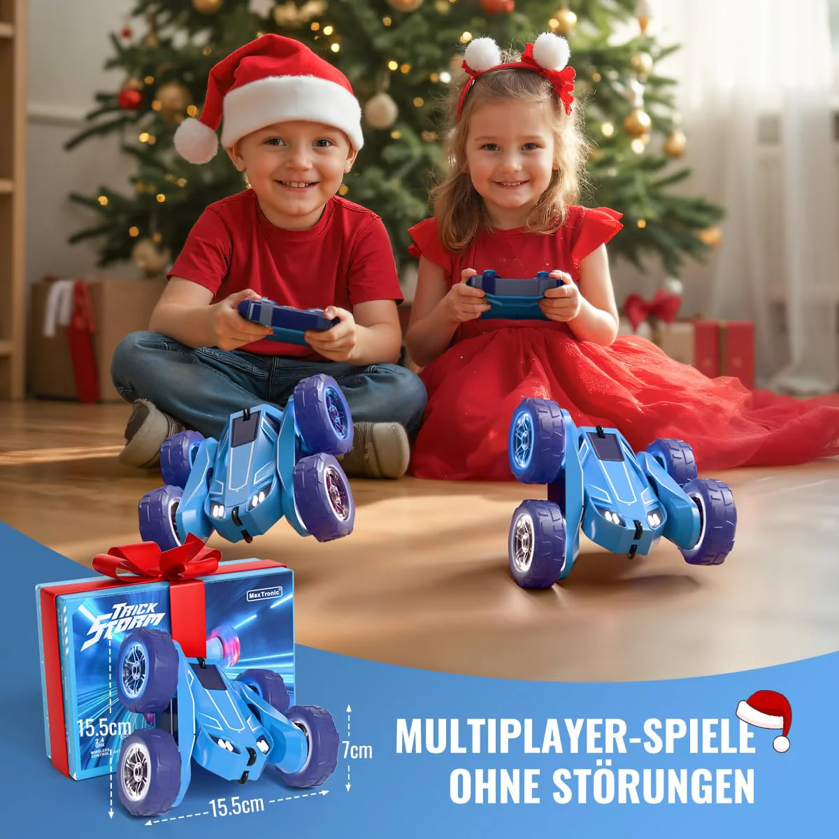 Ferngesteuertes Auto, Direktladung Exklusiv Dual-USB-C-Ladung mit LED Einstellbar, 2,4G 360° Stunt Flips & Kippschutz RC Kinderspielzeug 15km/h 4WD für Kinder 3-12 Jahre Weihnachten Feiertagsgeschenk - Image 2