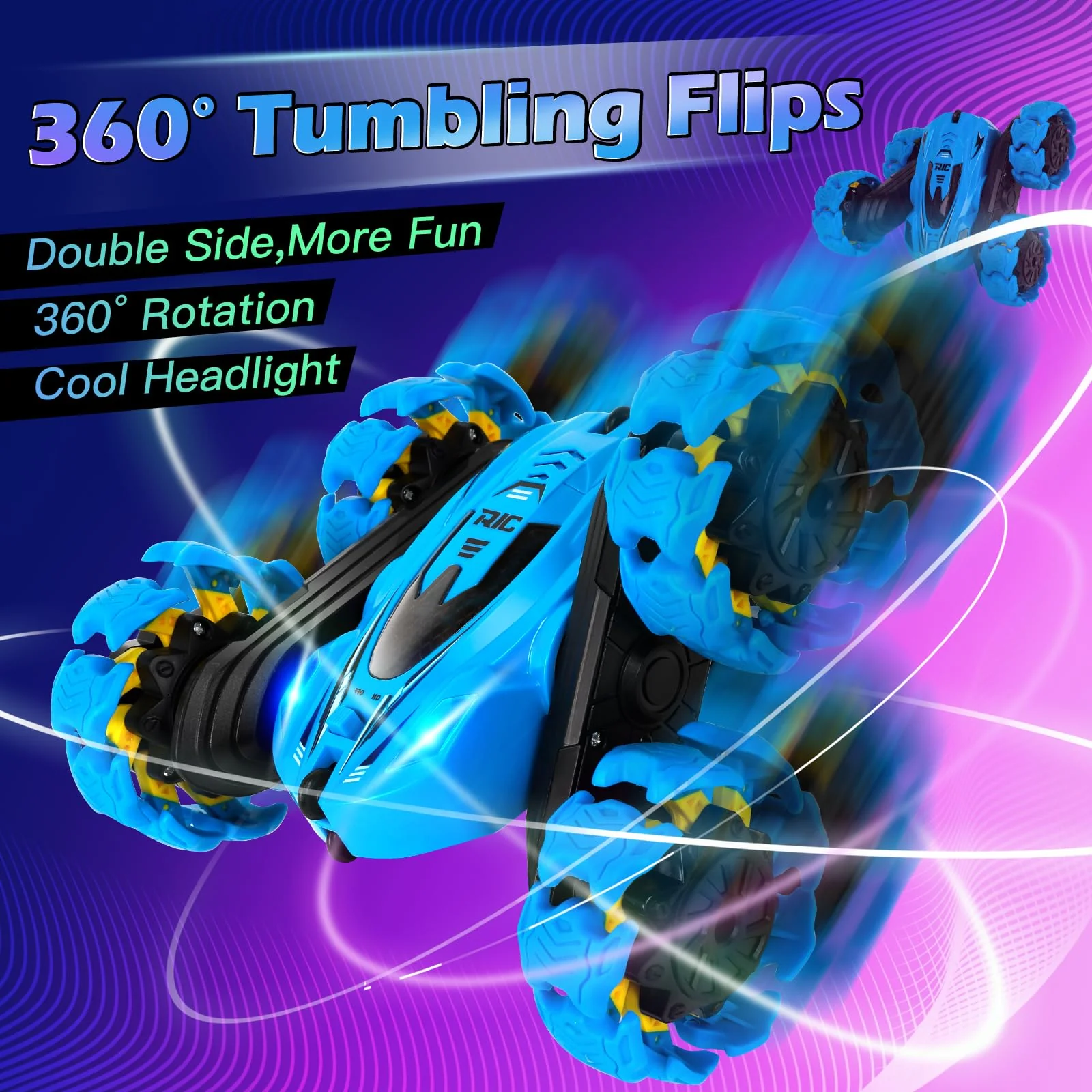 Ferngesteuertes Auto Kinder ab 3 4 5 6 Jahre mit LED Lichter | 2.4Ghz RC Auto mit 360° Drehung & 4WD Offroad | 2 Aufladbarer Batterien | Monstertruck Spielzeug Geschenk für Jungen Mädchen (Blau) - Image 7