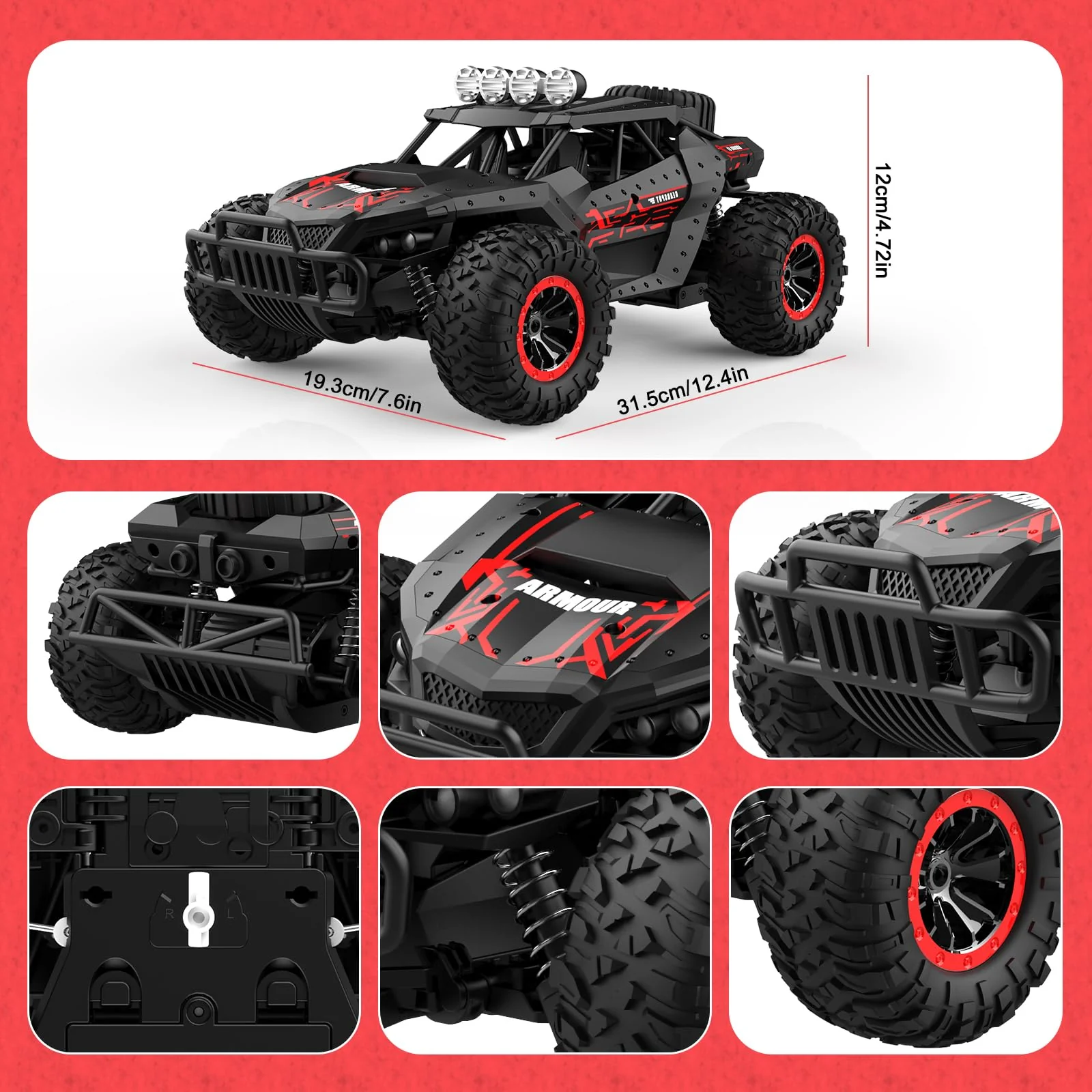 Ferngesteuertes Auto Offroad für Junge draußen mit 2-Akku 70 Minuten 1:16 Maßstab RC Buggy 25KM/H 2,4 GHZ Funkfernsteuerung Rennwagen Crawler Truck Geländewagen Car Spielzeug (klassisch) - Image 6