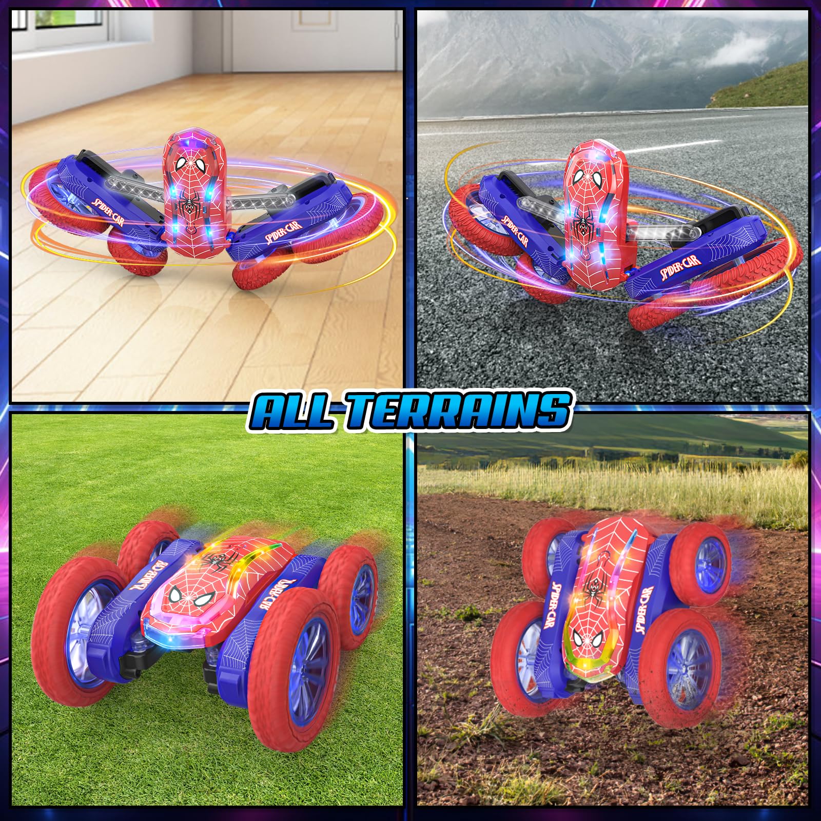 Ferngesteuertes Auto Spider, RC Stunt Crawler Car 4WD mit Fernbedienung LED Blinken 180°Flip Kinder Junge Mädchen Spielzeug Geschenk Geburtstag Weihnachten Indoor Outdoor Spiele Monster Truck Toy - Image 3