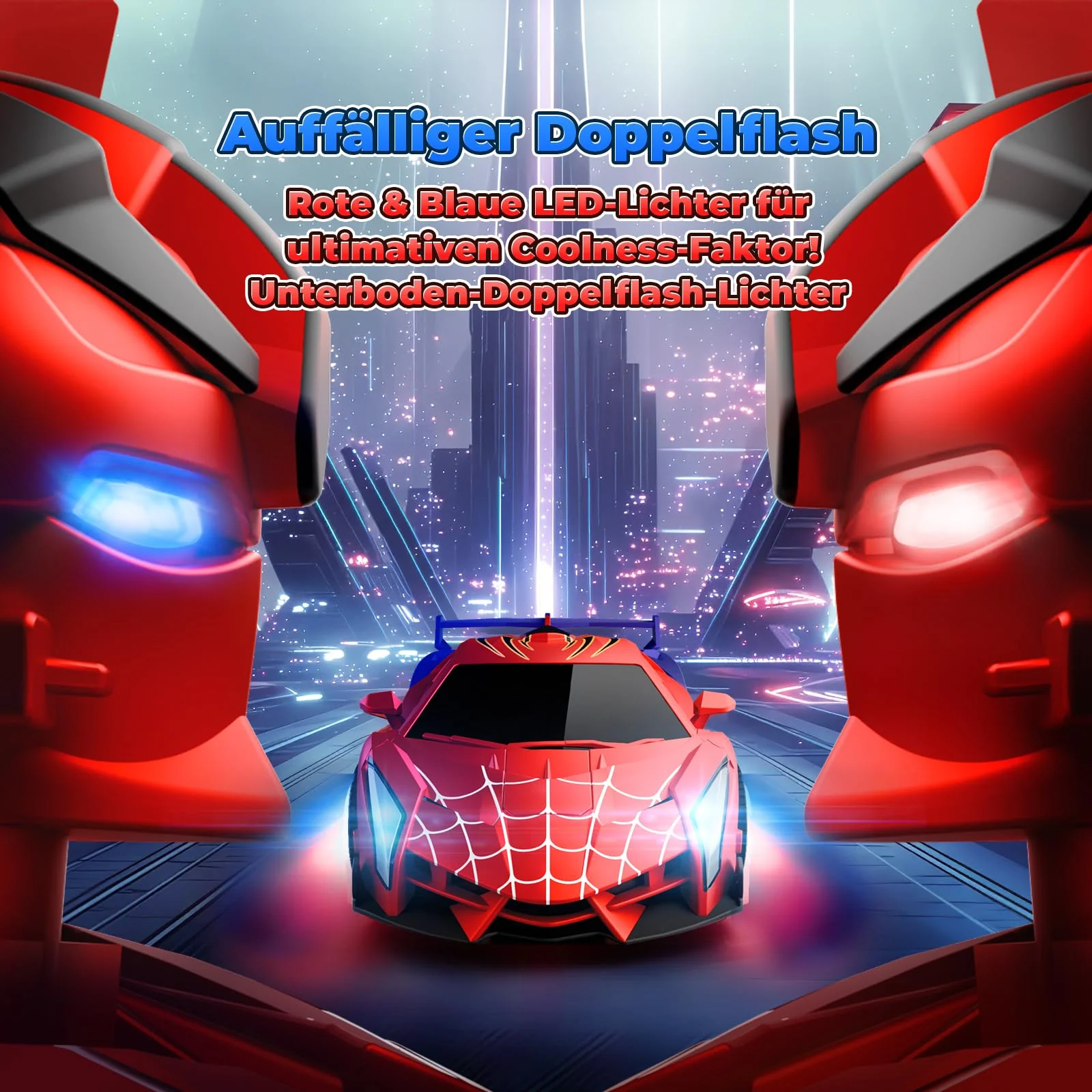 Ferngesteuertes Auto Transform mit LED-Augen & Unterbodenlicht, 2,4GHz Spider Rc Auto & 360° Drehung Roboter, Spielzeug ab 3 4 5 6 7 8 9 10 Jahre Junge Geschenk Junge Mädchen 3-12 Jahre Kinder Spiele - Image 6