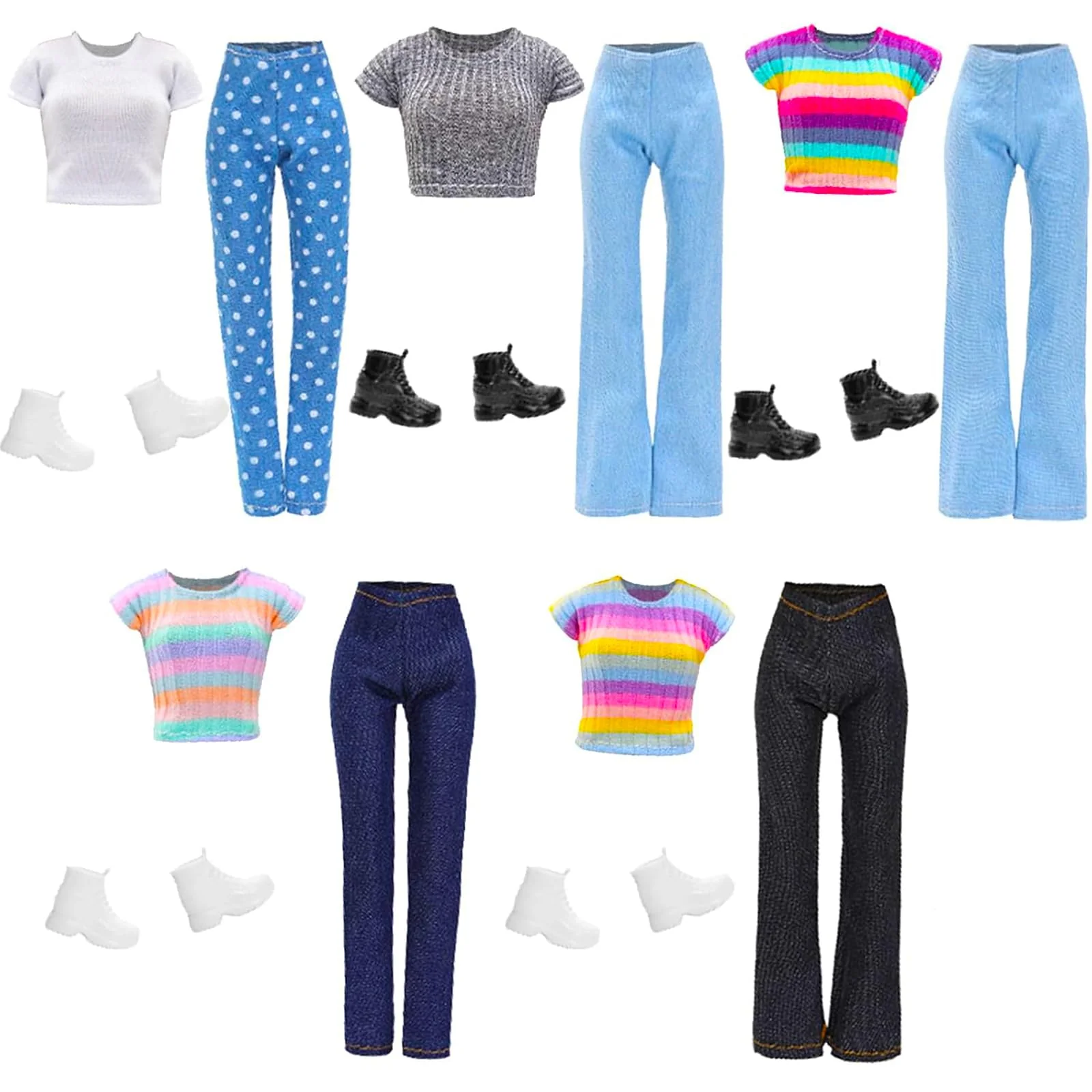 Festfun 15 Kleidung für Puppen Fashion Puppenkleidung enthält 5 Oberteile T-Shirt Outfits Kleidung 5 Hosen 5 Schuhe für 11,5 Zoll 30 cm Mädchen Puppen - Image 2
