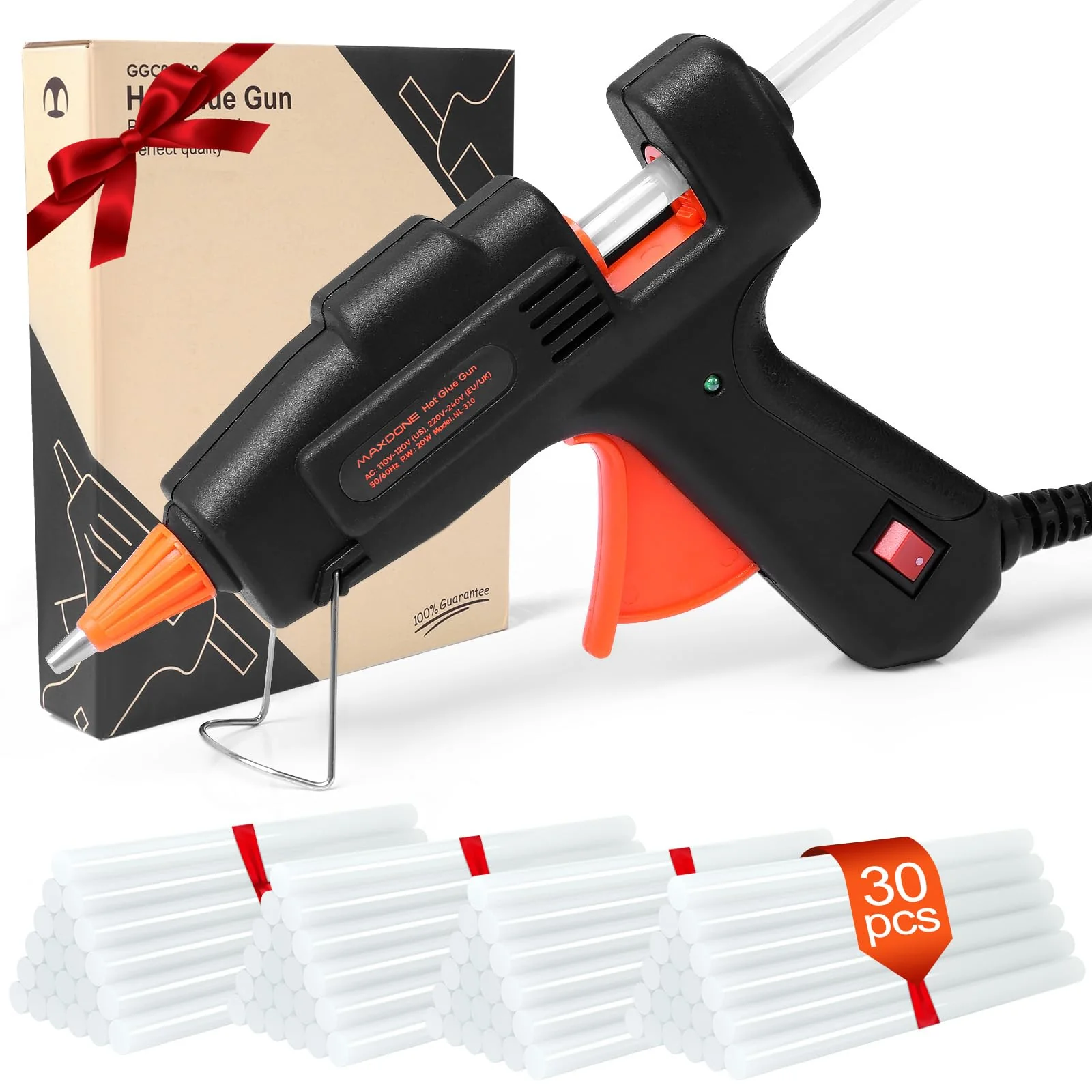 Feuerfest Heißklebepistole Klebepistole 30 Heißklebesticks Heissklebepistole Klebesticks für DIY Kleine Handwerk und schnelle Reparaturen in Haus & Büro, 20W Klebepistolen - Image 2