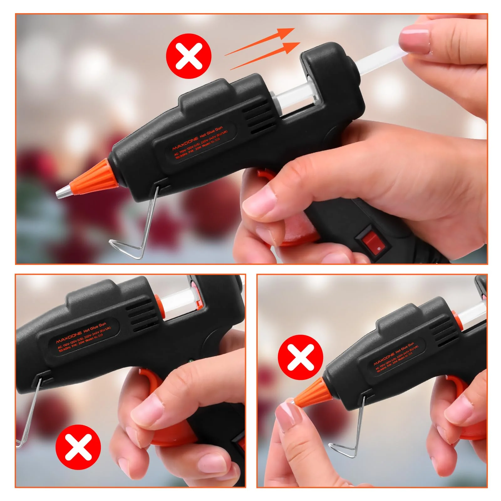 Feuerfest Heißklebepistole Klebepistole 30 Heißklebesticks Heissklebepistole Klebesticks für DIY Kleine Handwerk und schnelle Reparaturen in Haus & Büro, 20W Klebepistolen - Image 5