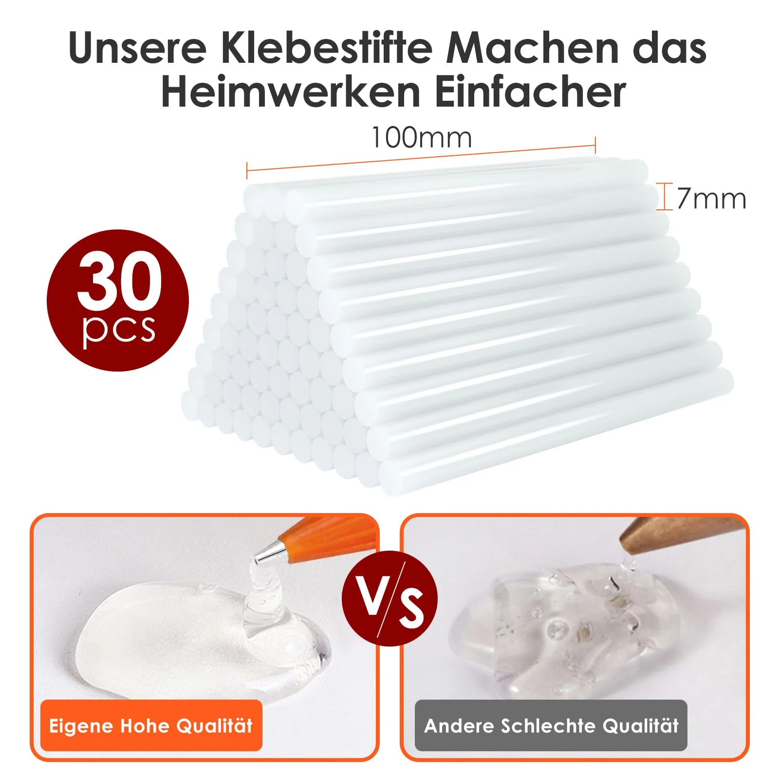 Feuerfest Heißklebepistole Klebepistole 30 Heißklebesticks Heissklebepistole Klebesticks für DIY Kleine Handwerk und schnelle Reparaturen in Haus & Büro, 20W Klebepistolen - Image 8