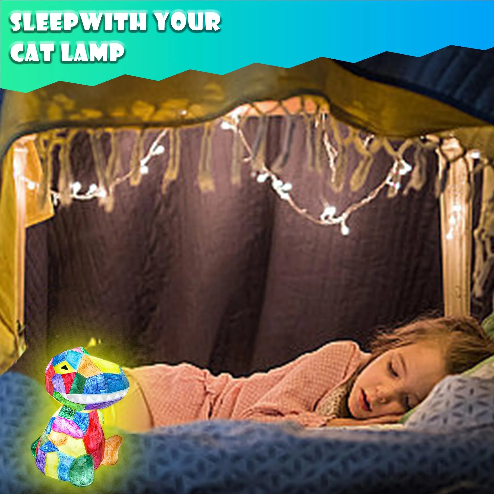 FGZU DIY Dino Lampe Basteln für Mädchen ab 4 5 6 7 8 Jahre, Kunsthandwerk für Mädchen und Jungen, Bastelsets Kinder, Spielzeug Kreatives Geschenke für Kinder im Alter 6–12 Jahren (Dino-Lampe) - Image 4