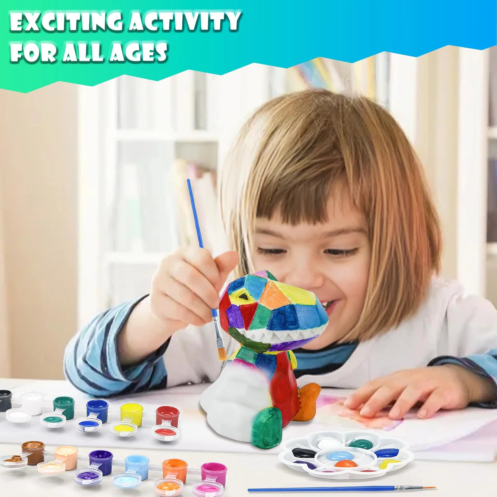 FGZU DIY Dino Lampe Basteln für Mädchen ab 4 5 6 7 8 Jahre, Kunsthandwerk für Mädchen und Jungen, Bastelsets Kinder, Spielzeug Kreatives Geschenke für Kinder im Alter 6–12 Jahren (Dino-Lampe) - Image 6