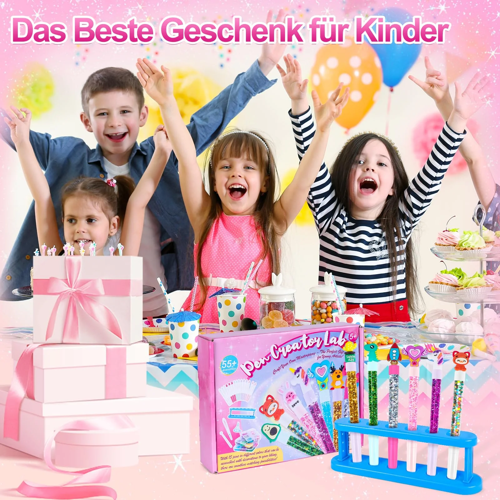 FGZU Stifte Selber Machen Set, Stifte Atelier Bastelsets für Kinder mit 55+ Zubehör, Bastelset Kinder ab 5 6 7 8 Jahre, Kindergeburtstag Basteln Spielzeug Geschenke für Mädchen Junge ab 4-12 Jahre - Image 2