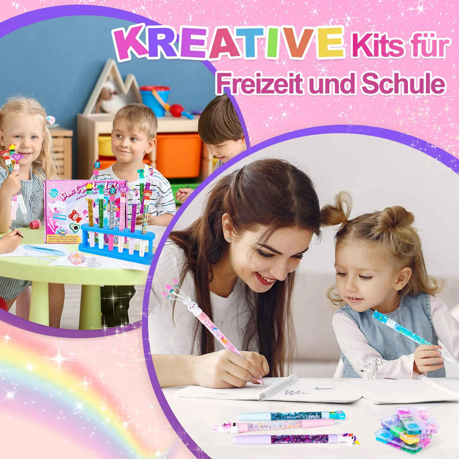 FGZU Stifte Selber Machen Set, Stifte Atelier Bastelsets für Kinder mit 55+ Zubehör, Bastelset Kinder ab 5 6 7 8 Jahre, Kindergeburtstag Basteln Spielzeug Geschenke für Mädchen Junge ab 4-12 Jahre - Image 3